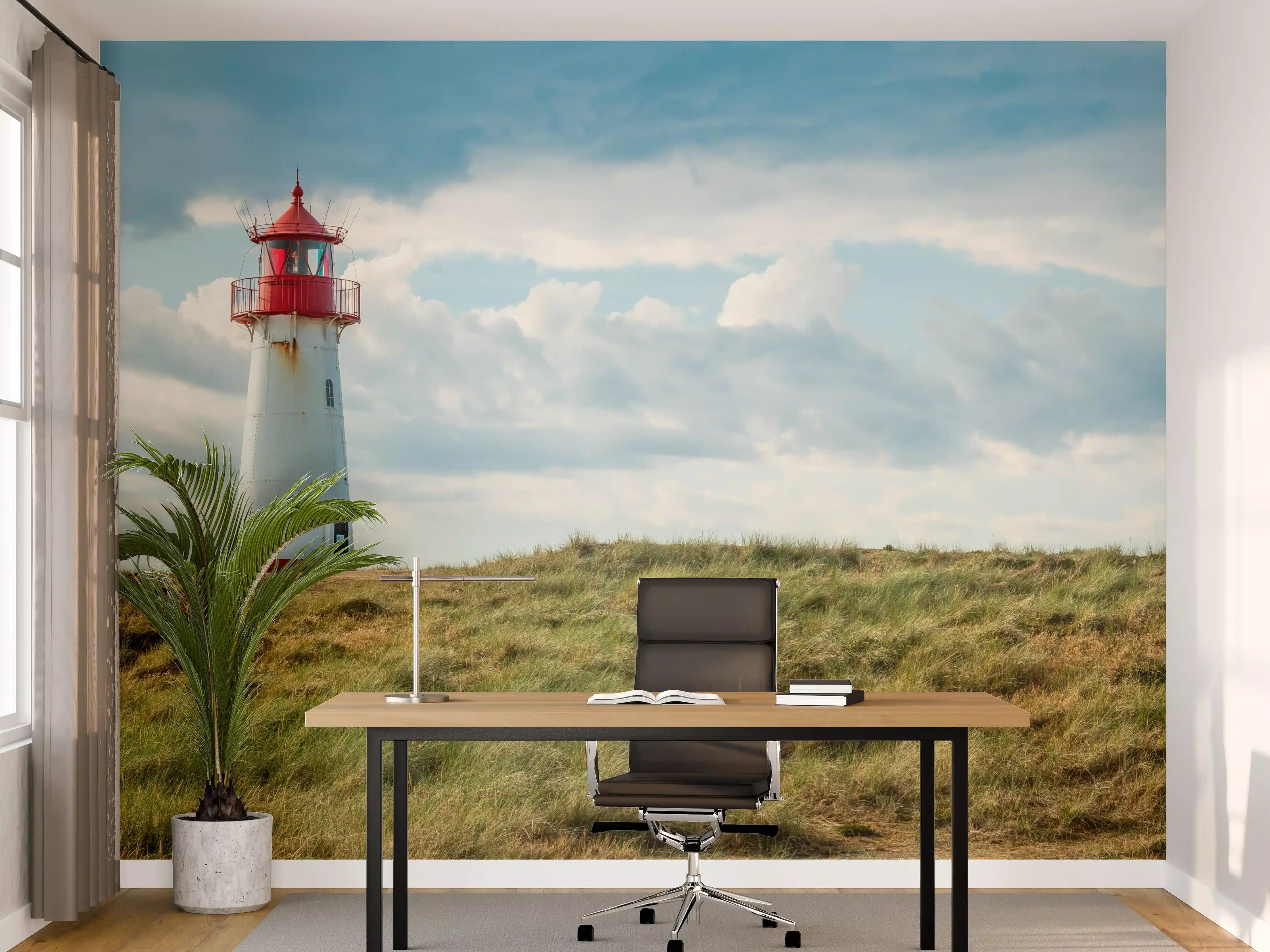 Büro Wandgestaltung - Leuchtturm vor dramatischem Himmel