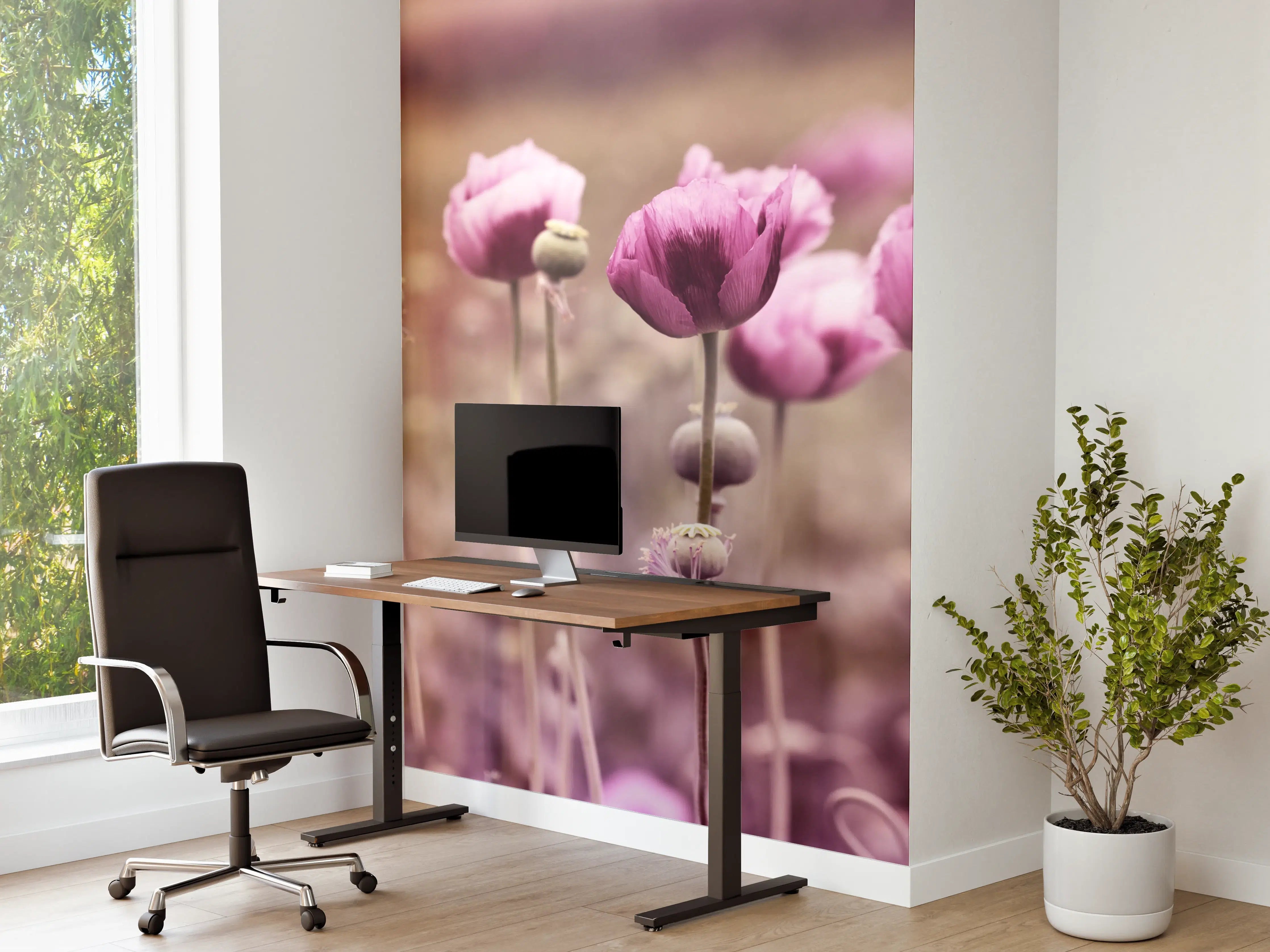 Büro Wandgestaltung - Lila Mohnblume