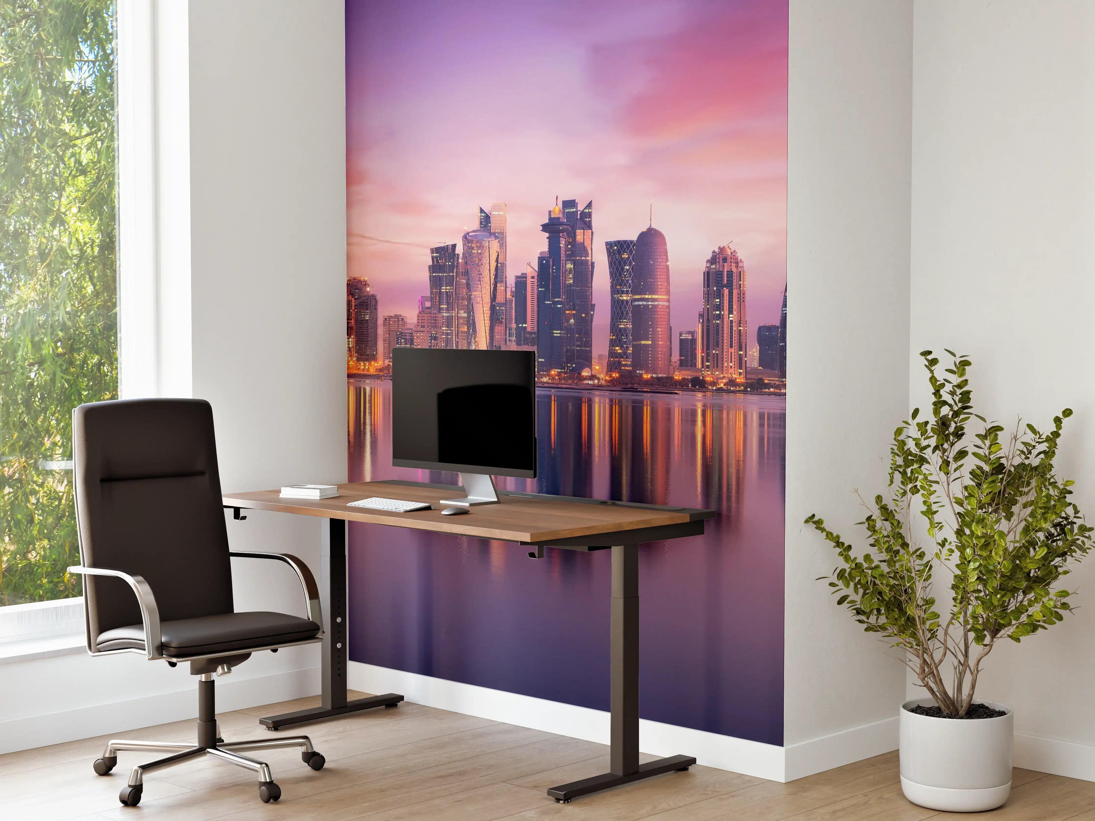 Büro Wandgestaltung - Lila-Pink Skyline Panorama