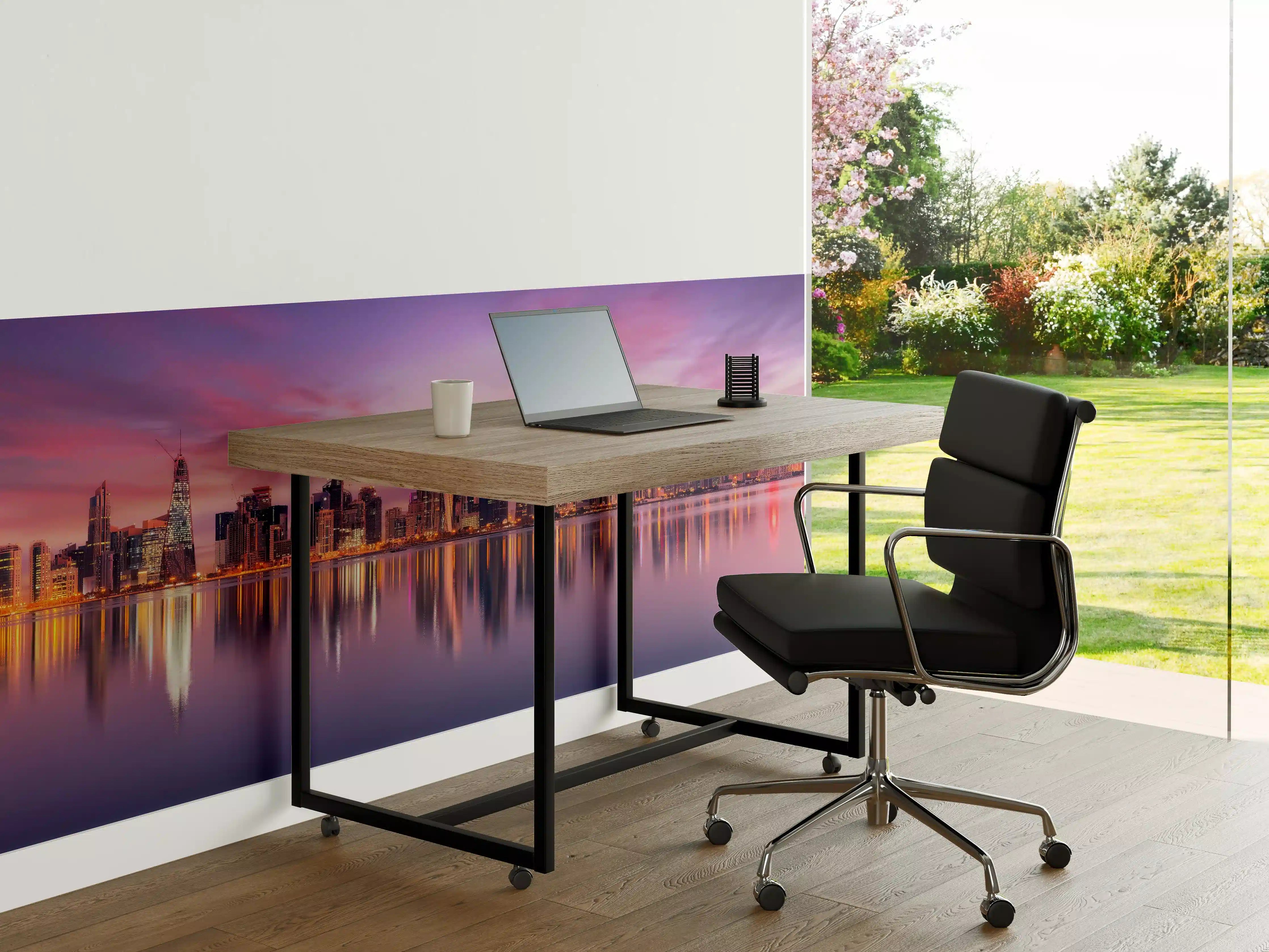 Büro Wandgestaltung - Lila-Pink Skyline Panorama