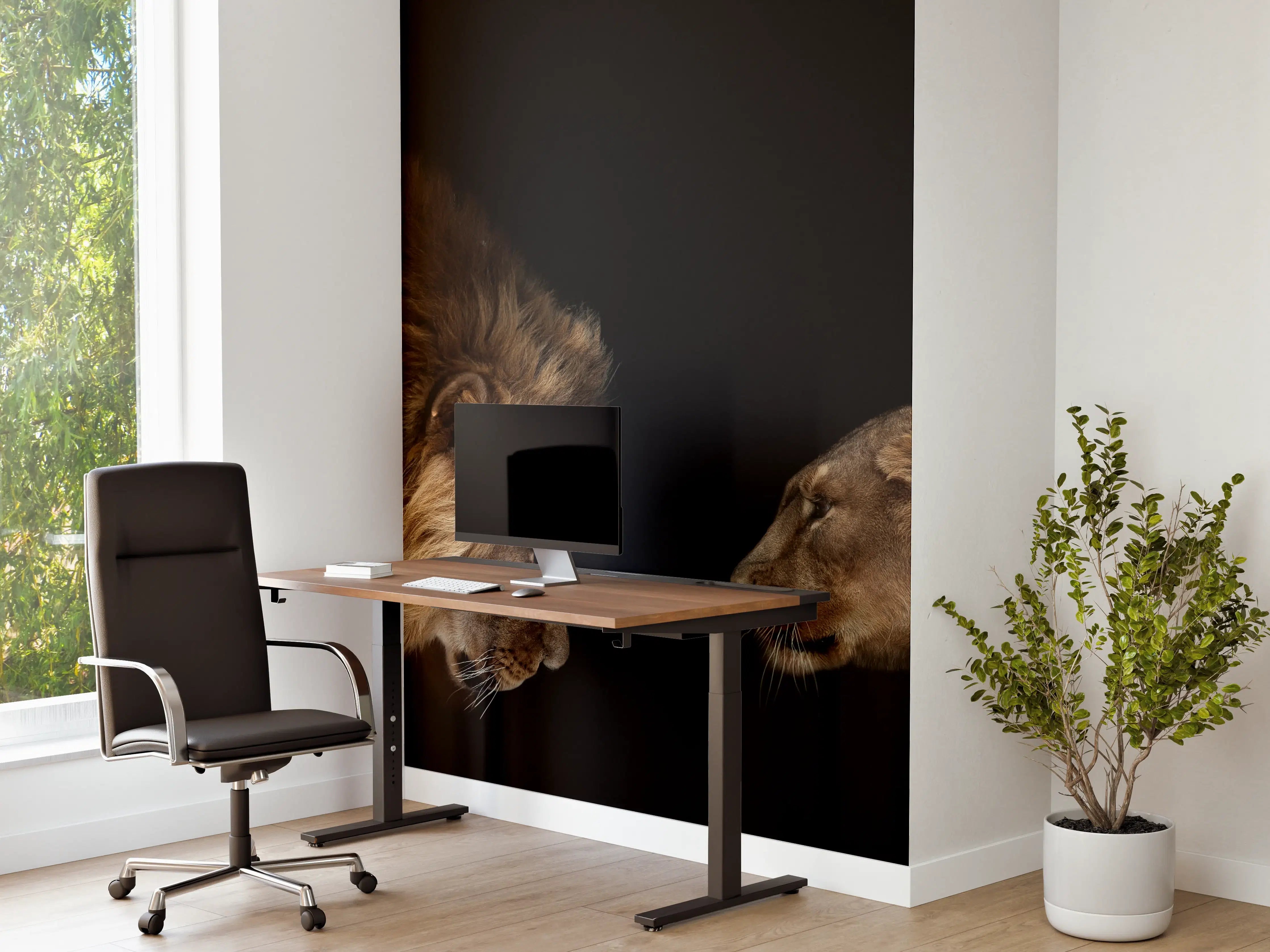 Büro Wandgestaltung - Löwe und Löwin gegenüber - Porträt
