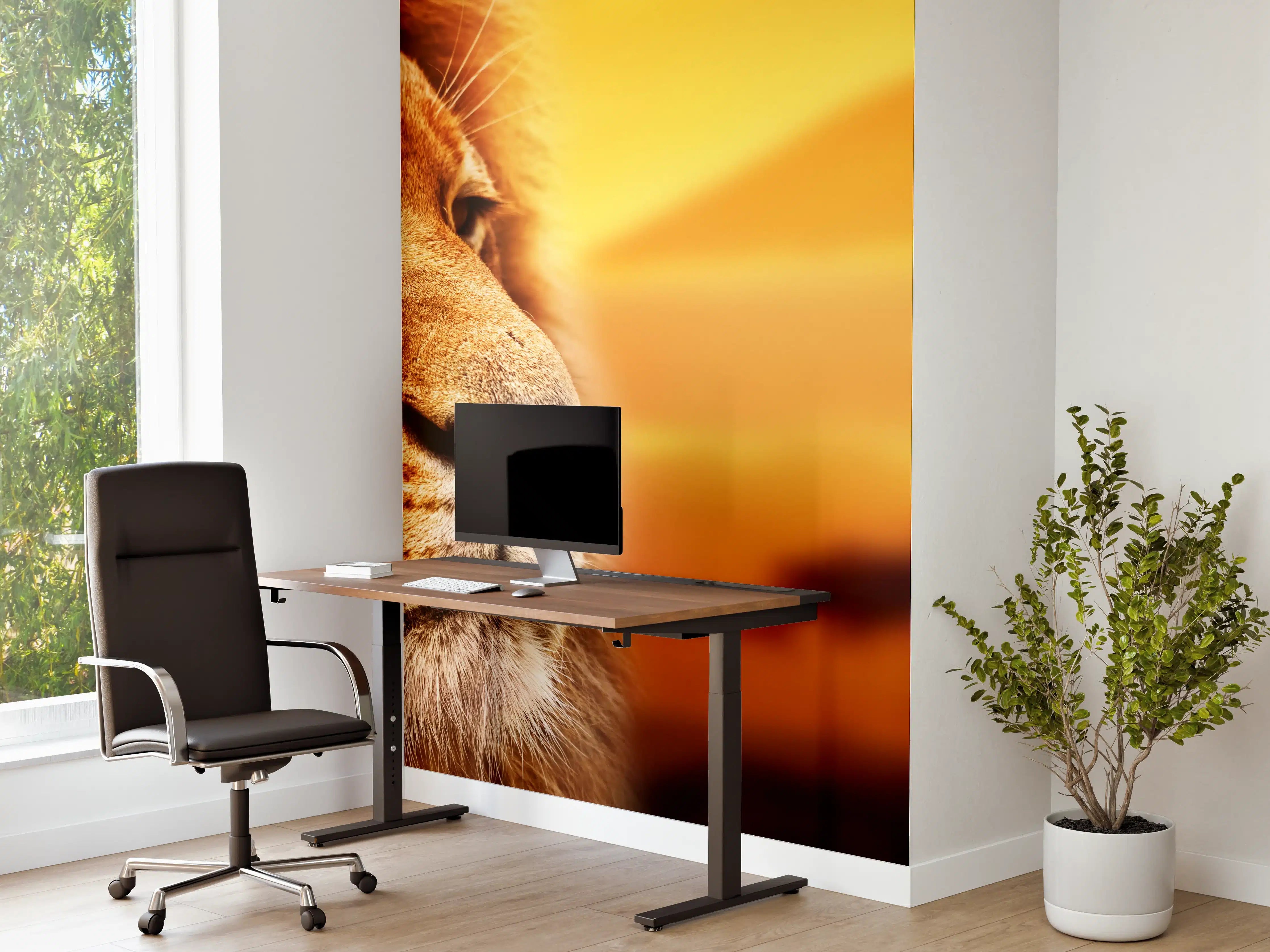 Büro Wandgestaltung - Löwenporträt in der Savanne