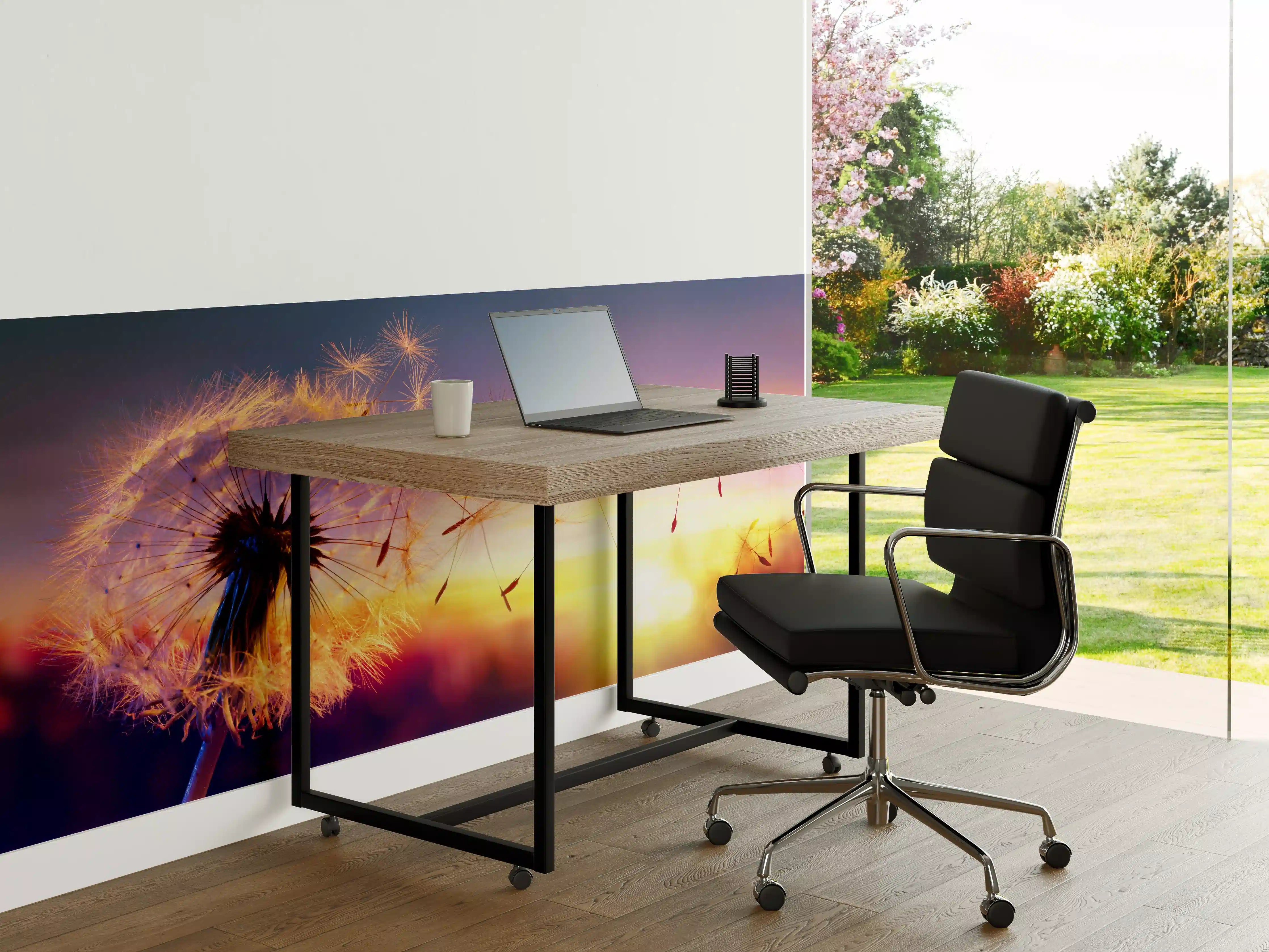 Büro Wandgestaltung - Löwenzahn im Wind bei Sonnenuntergang