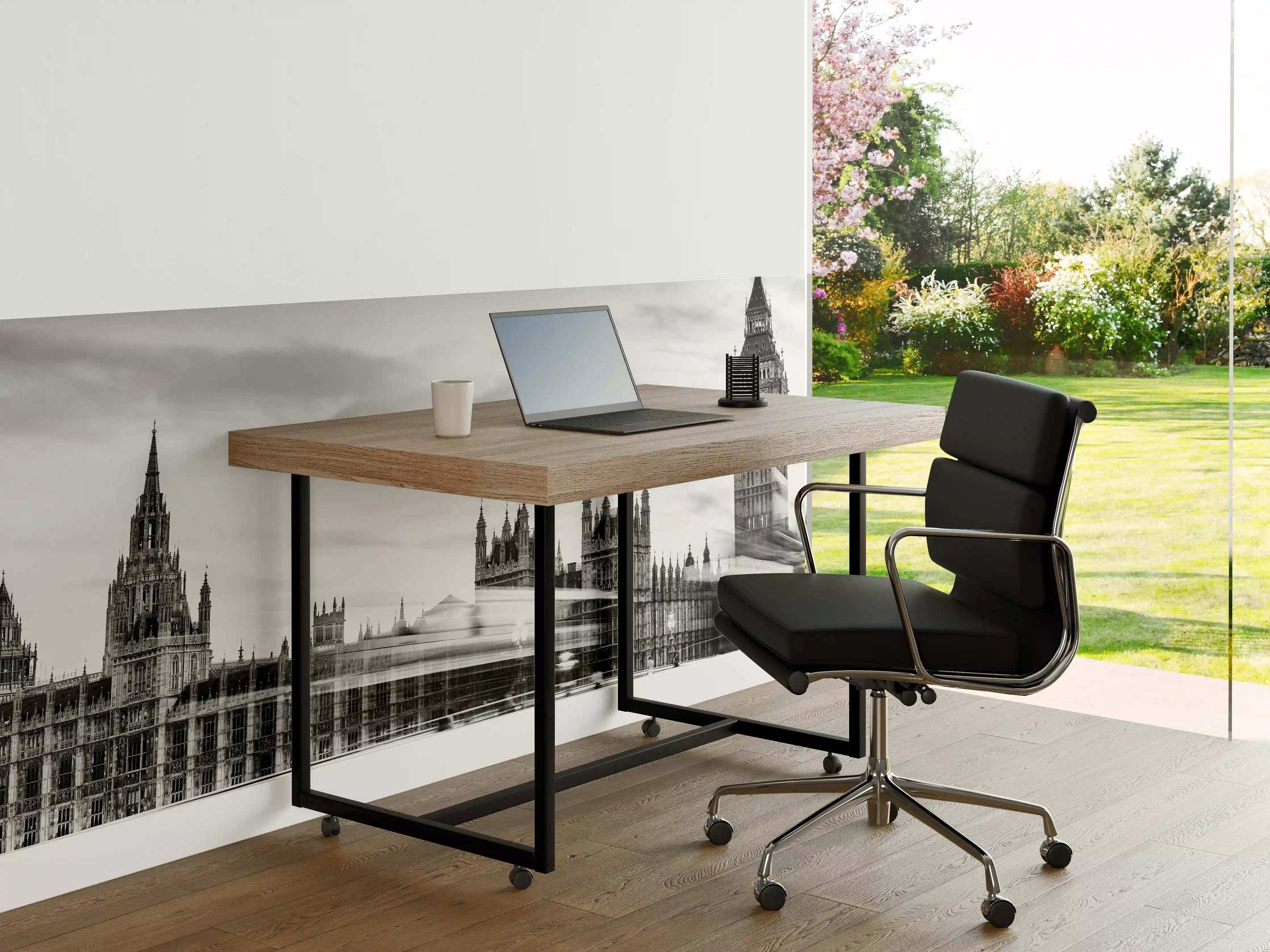 Büro Wandgestaltung - Londons Wahrzeichen im Schwarz-Weiß-Stil