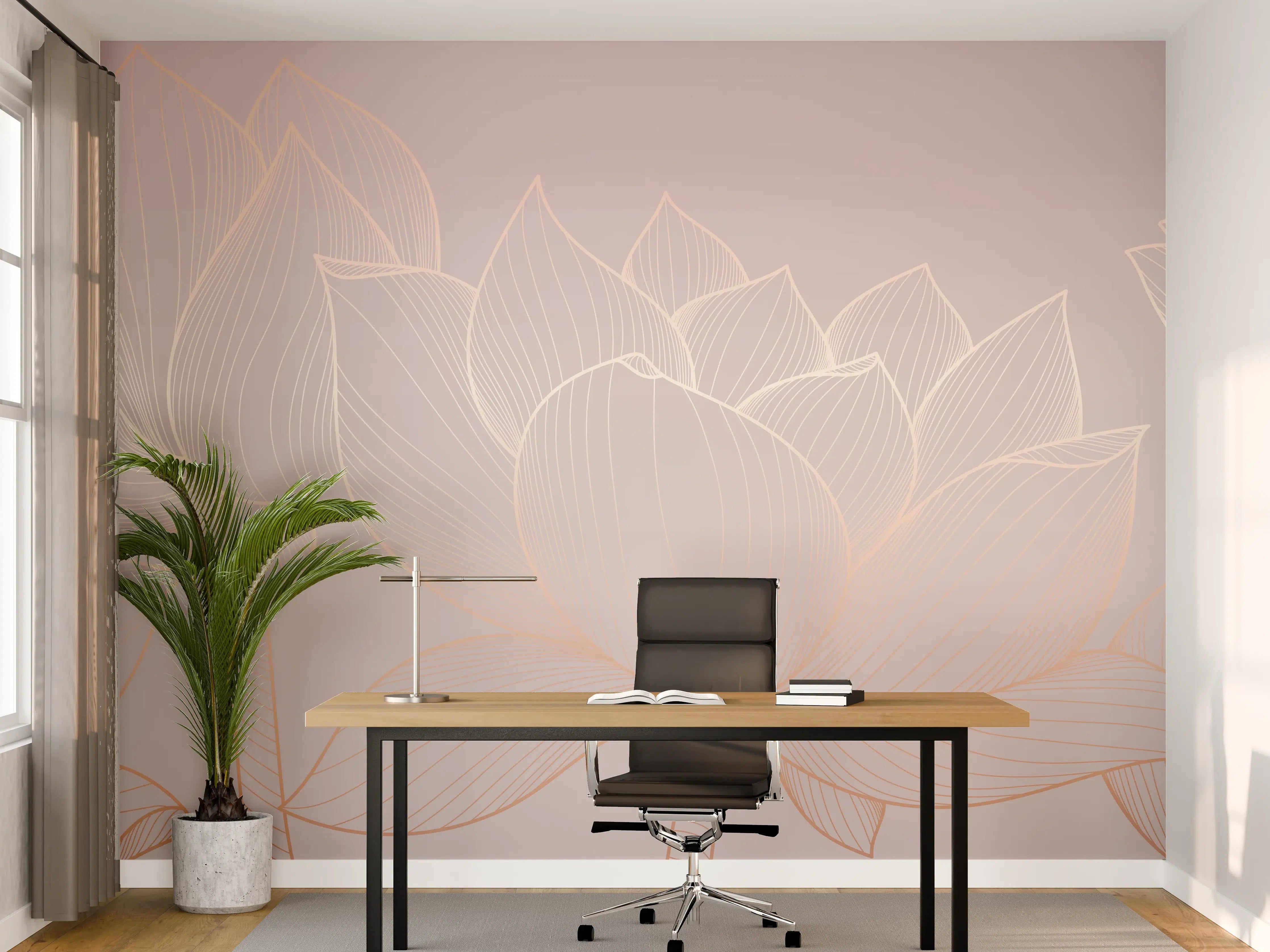 Büro Wandgestaltung - Lotus-Lineart Pastelltöne