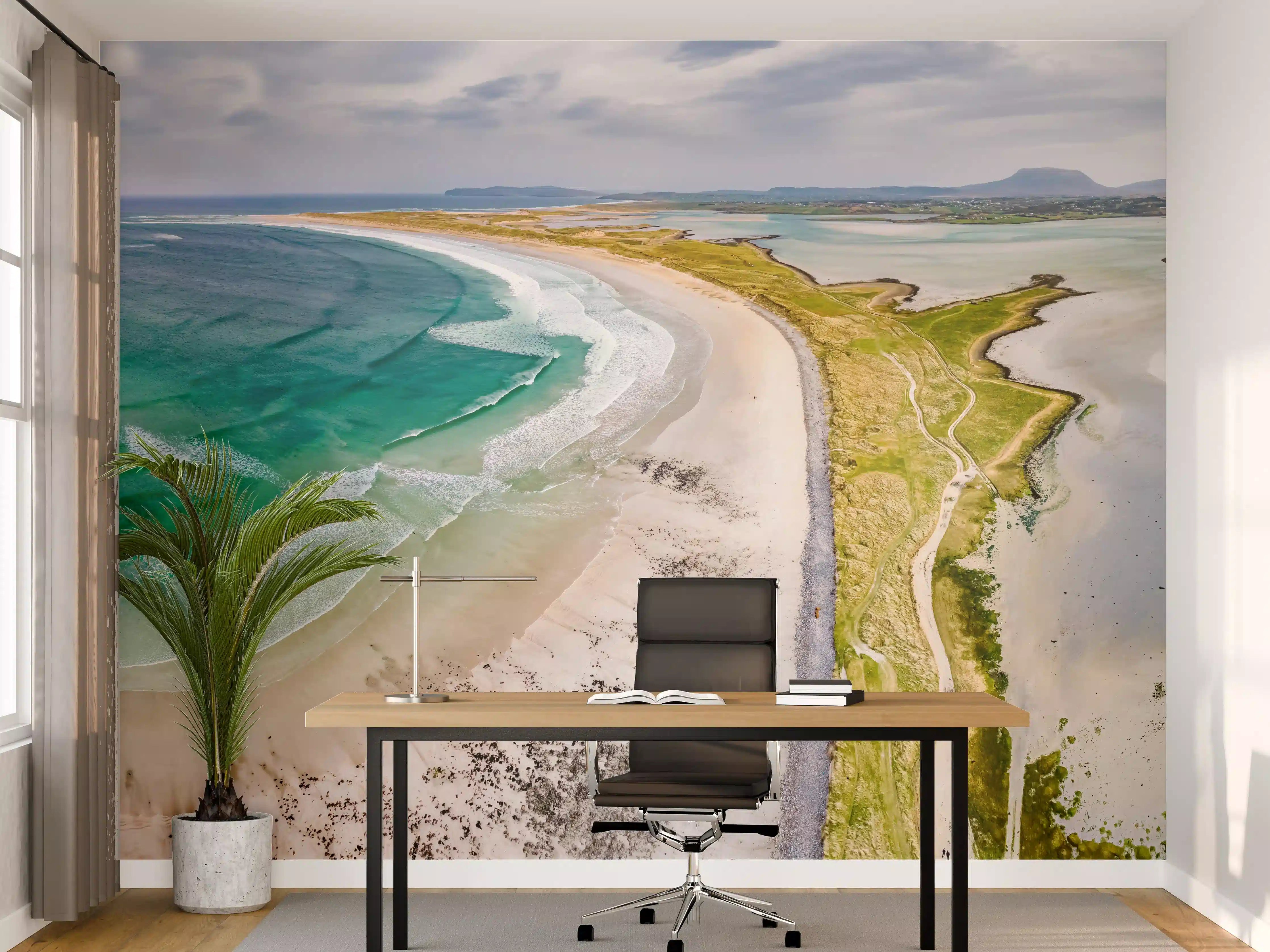 Büro Wandgestaltung - Luftaufnahme der Küste von Magheraroarty-Irland