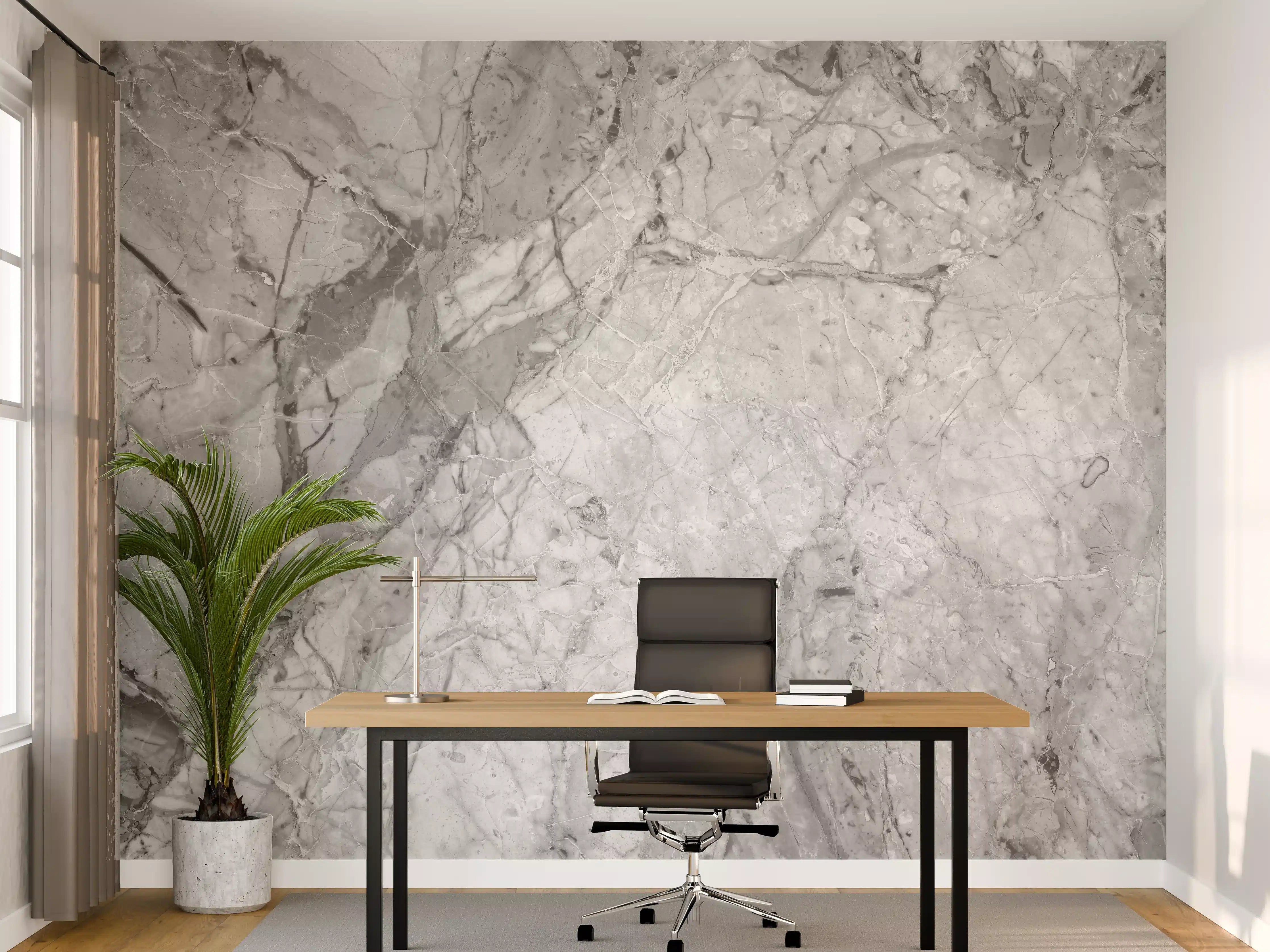 Büro Wandgestaltung - Luxuriöse Marmorstruktur in Weißgrau