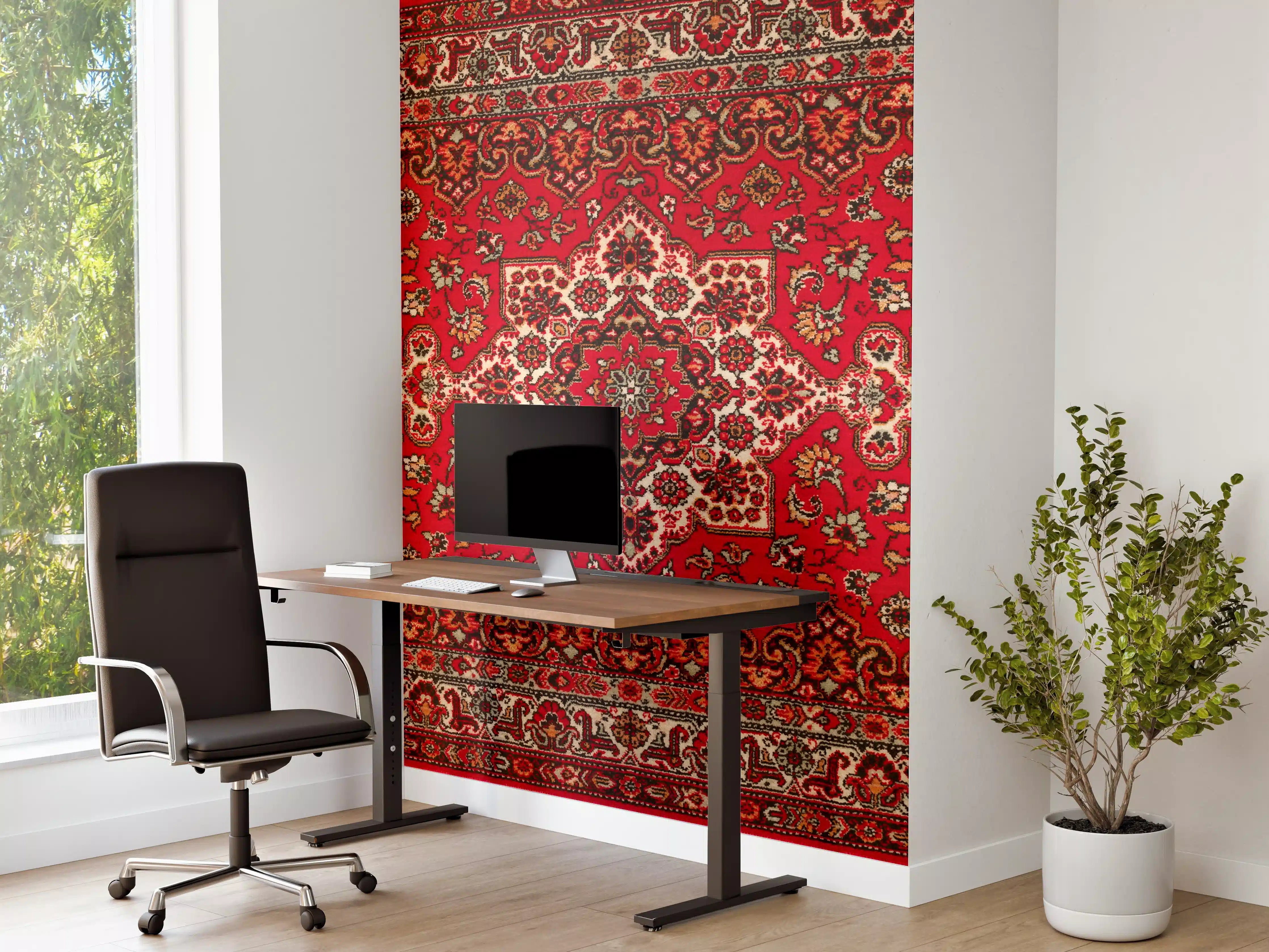 Büro Wandgestaltung - Luxuriöser roter Teppich mit orientalischem Muster