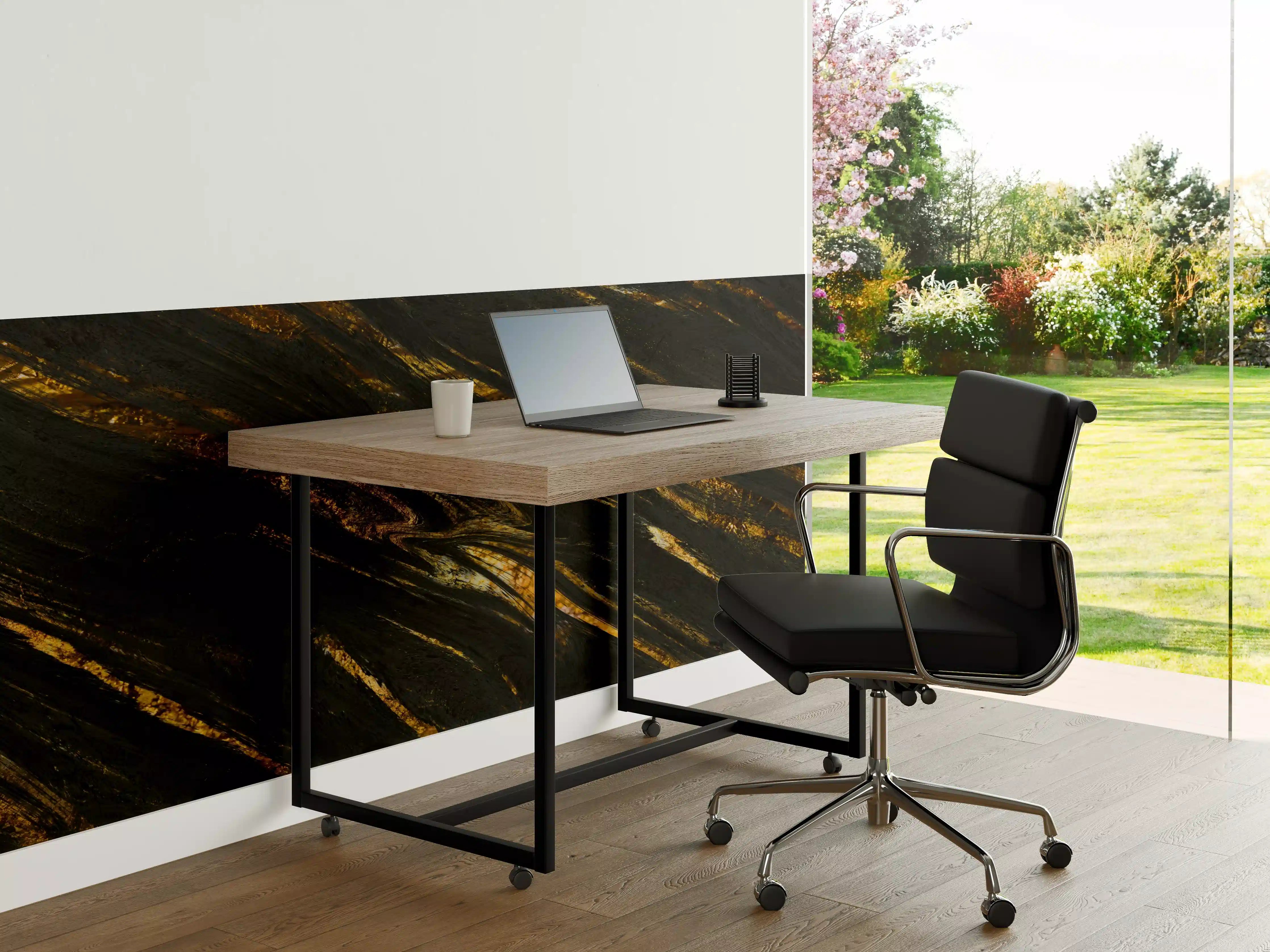 Büro Wandgestaltung - Luxus Gold Marmor-Holz Textur