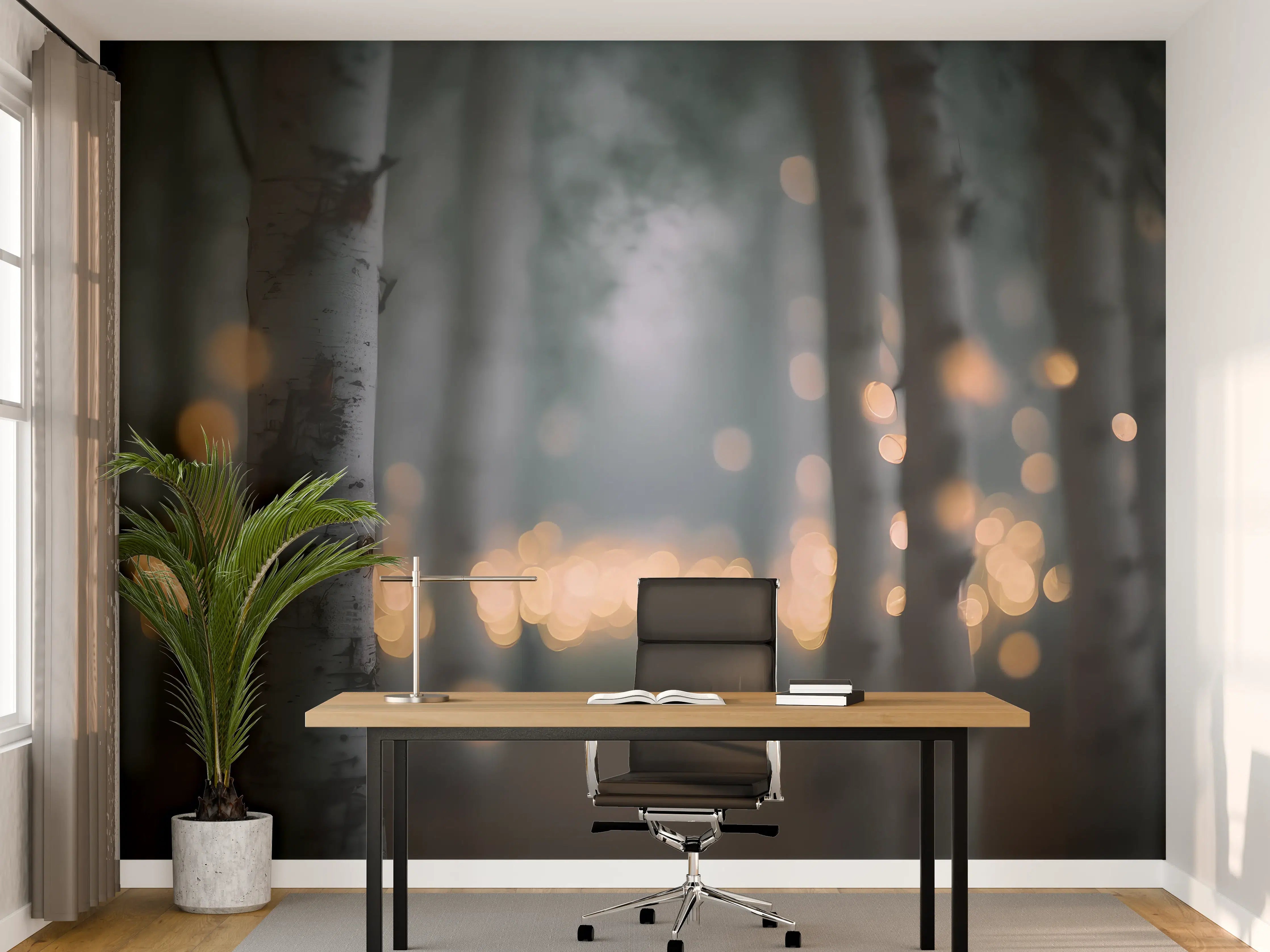 Büro Wandgestaltung - Magische Waldbewohner bei Dämmerung