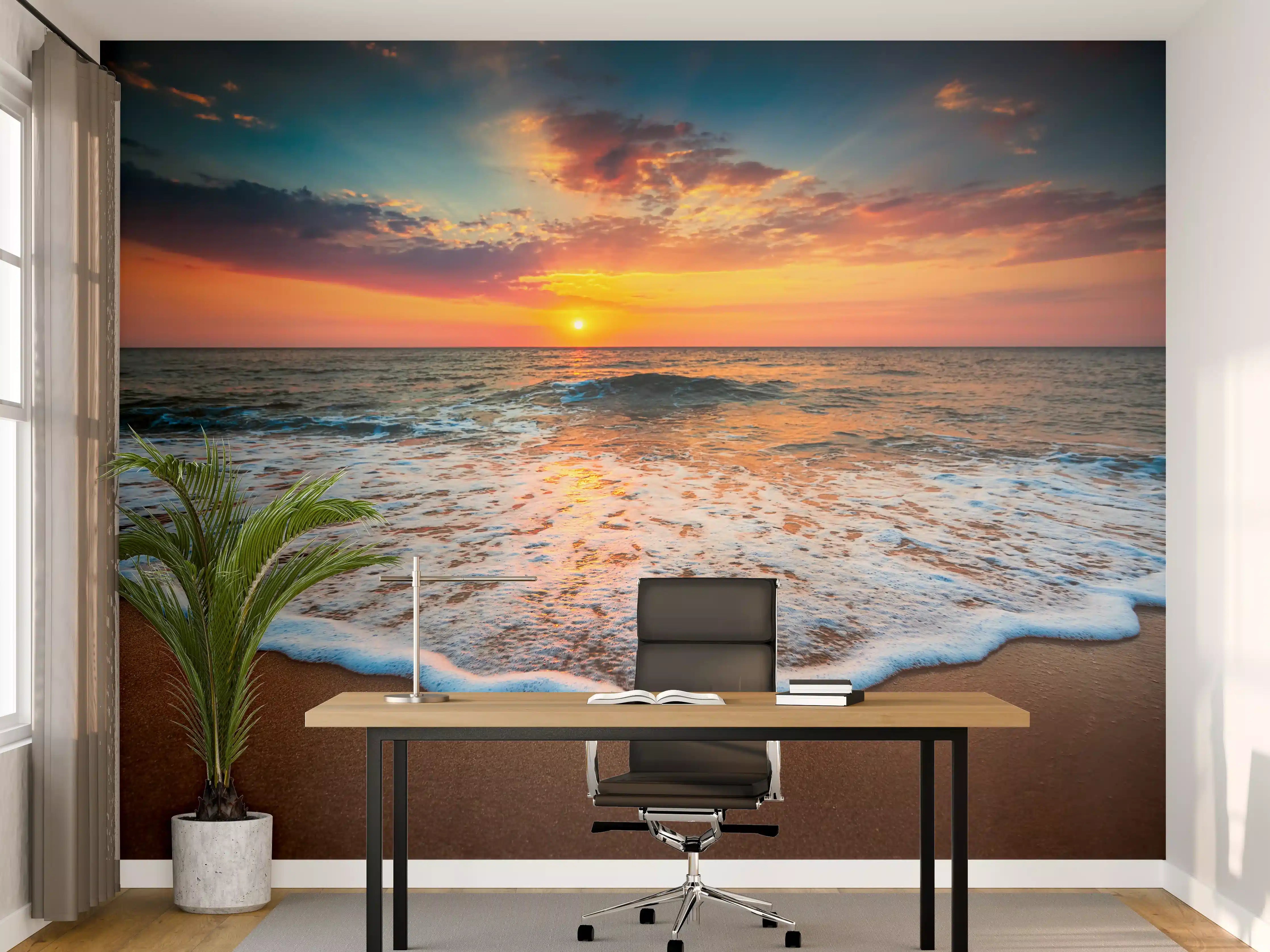 Büro Wandgestaltung - Magischer Sonnenaufgang Meer