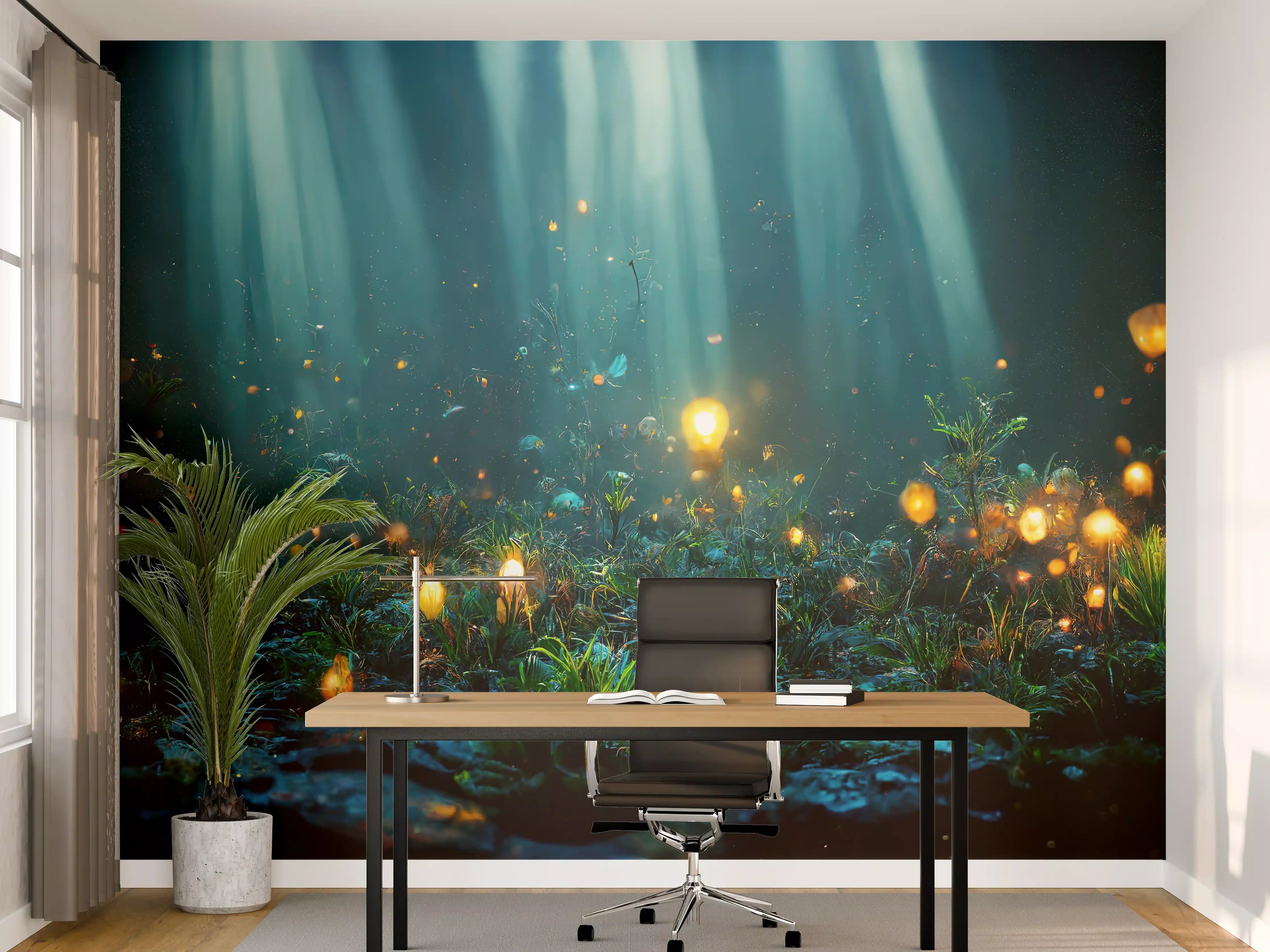 Büro Wandgestaltung - Magisches Unterwasser-Lichtermeer