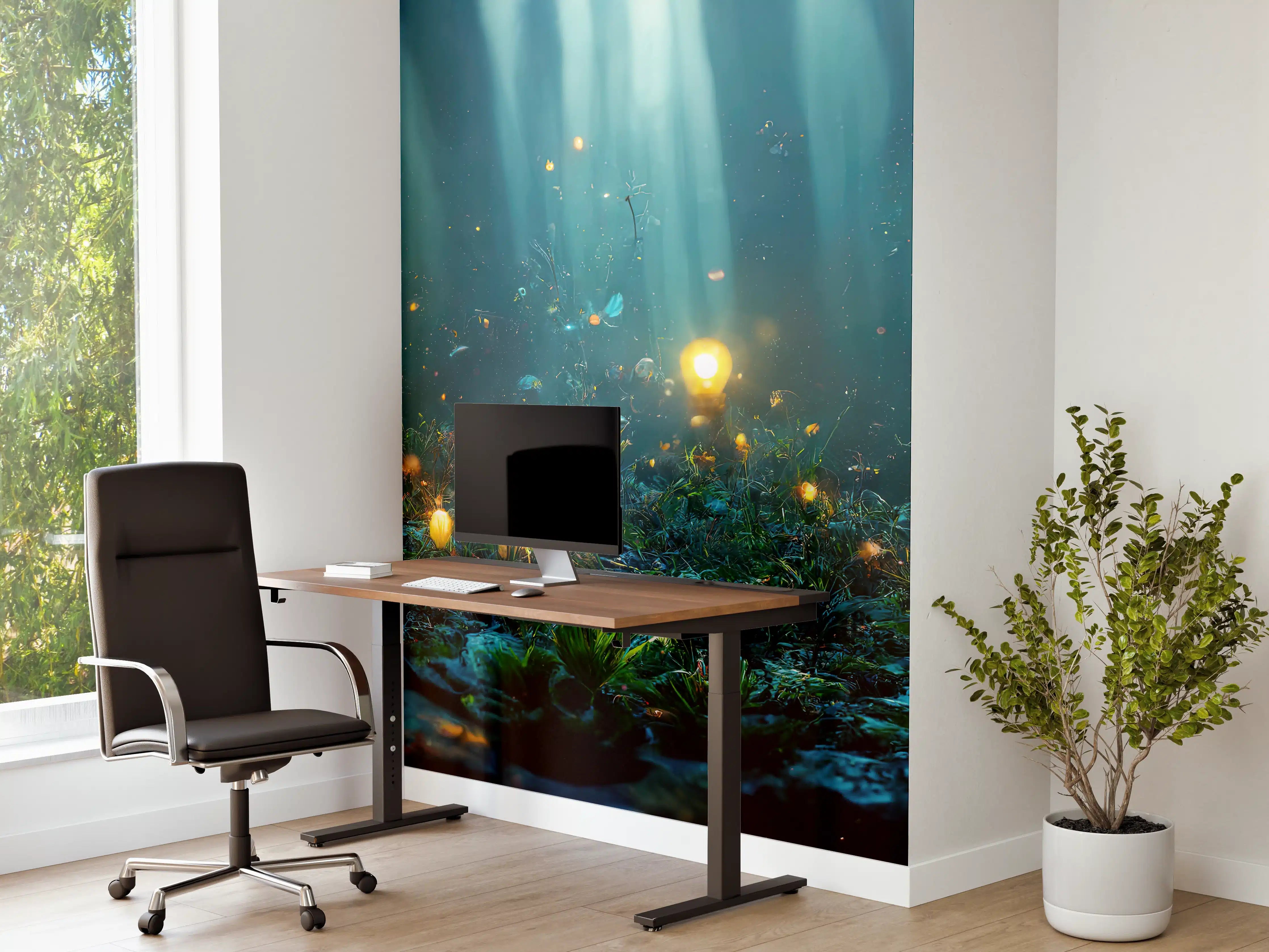 Büro Wandgestaltung - Magisches Unterwasser-Lichtermeer