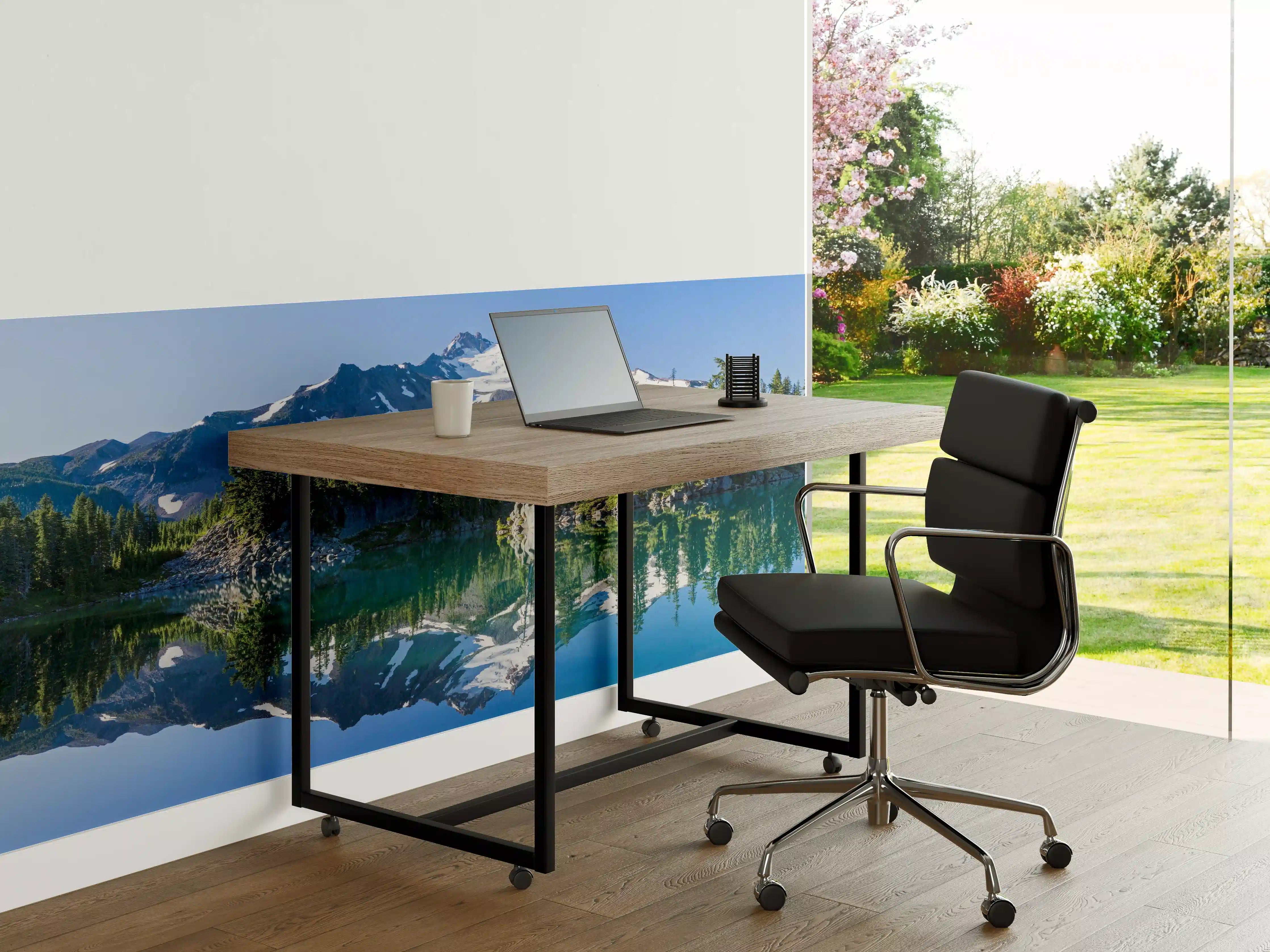 Büro Wandgestaltung - Majestätische Berglandschaft mitSee und Wälder