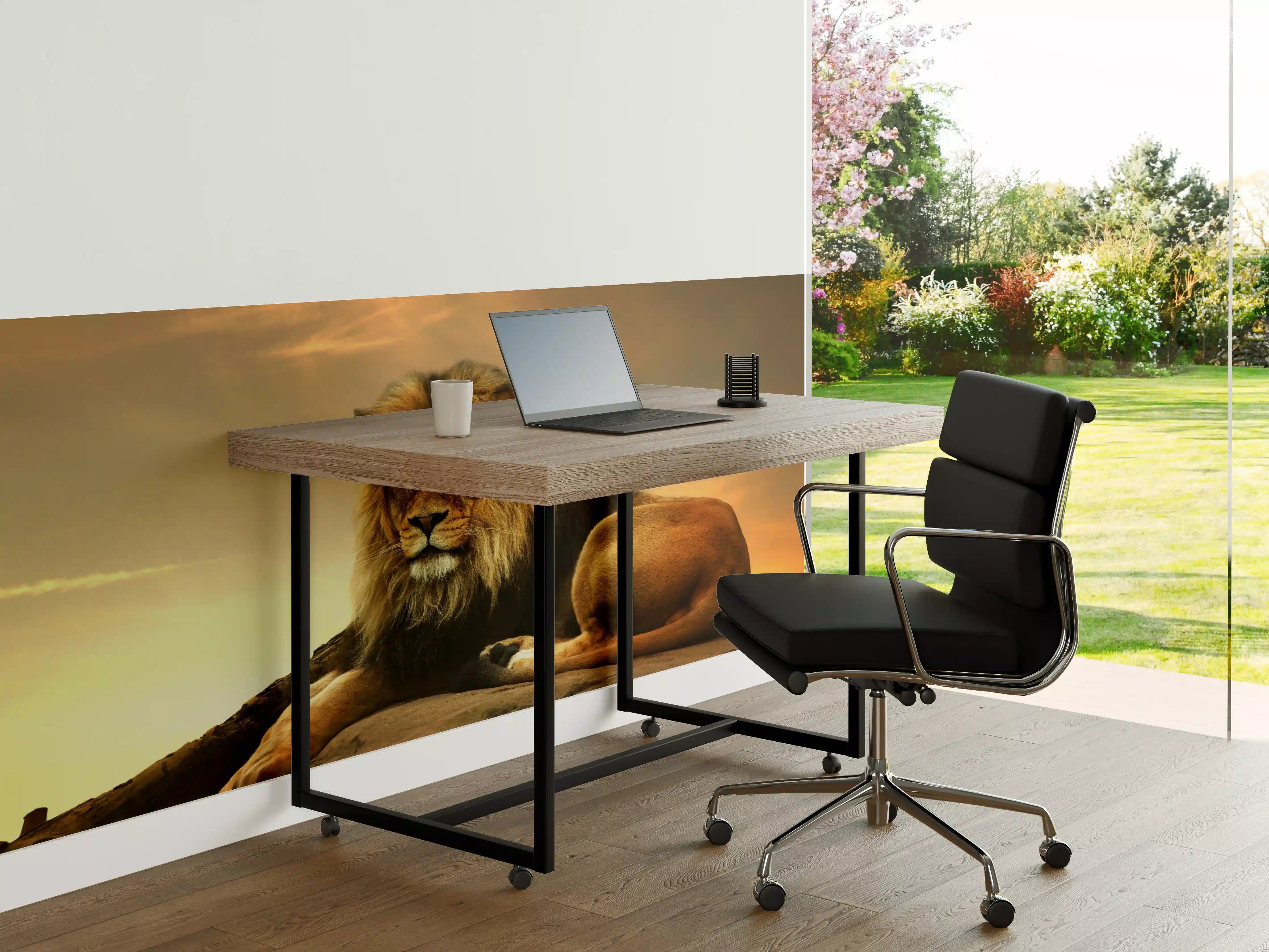 Büro Wandgestaltung - Majestätischer Löwe auf Fels