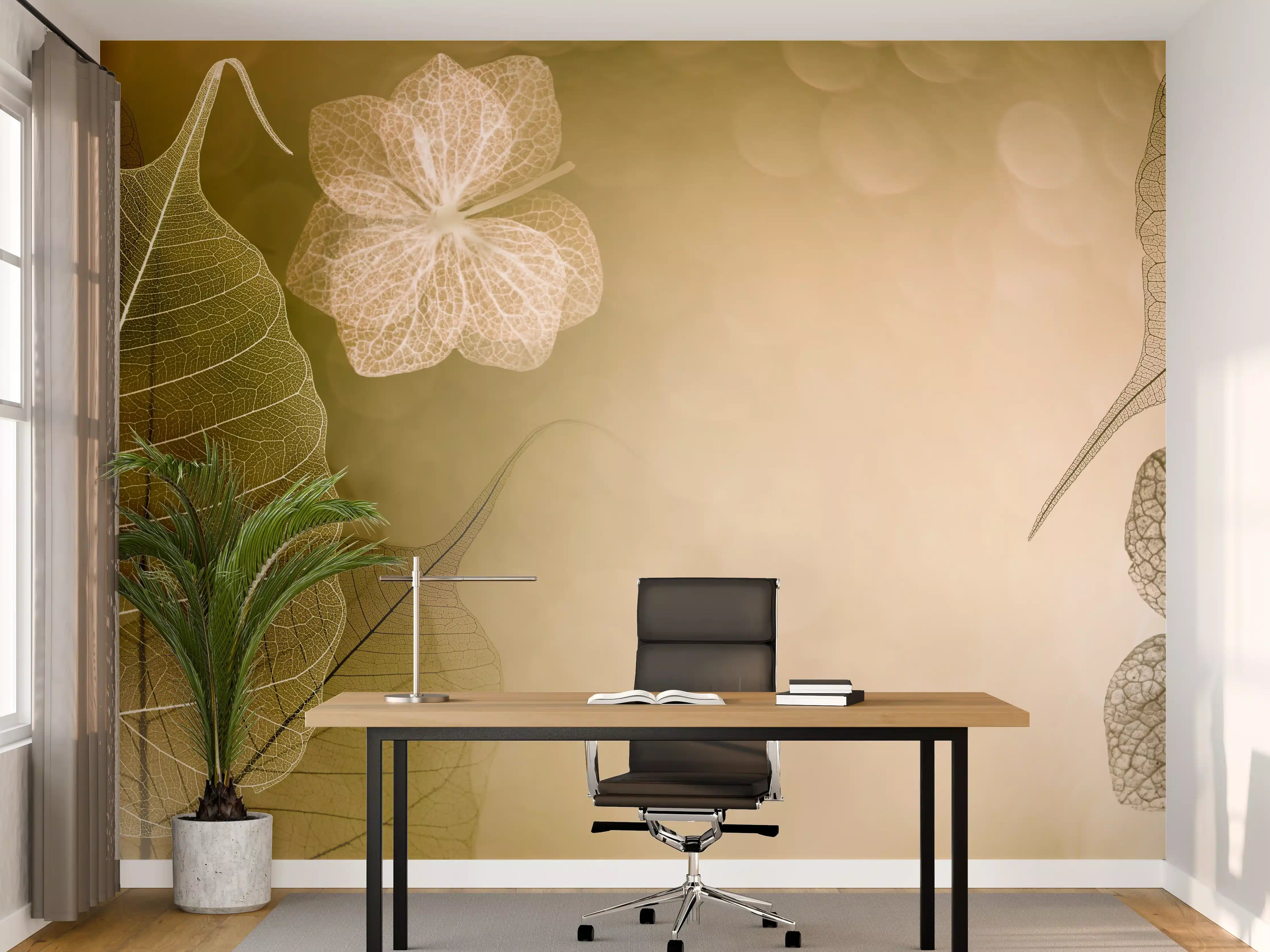 Büro Wandgestaltung - Makro Blattadern Kunstwerk