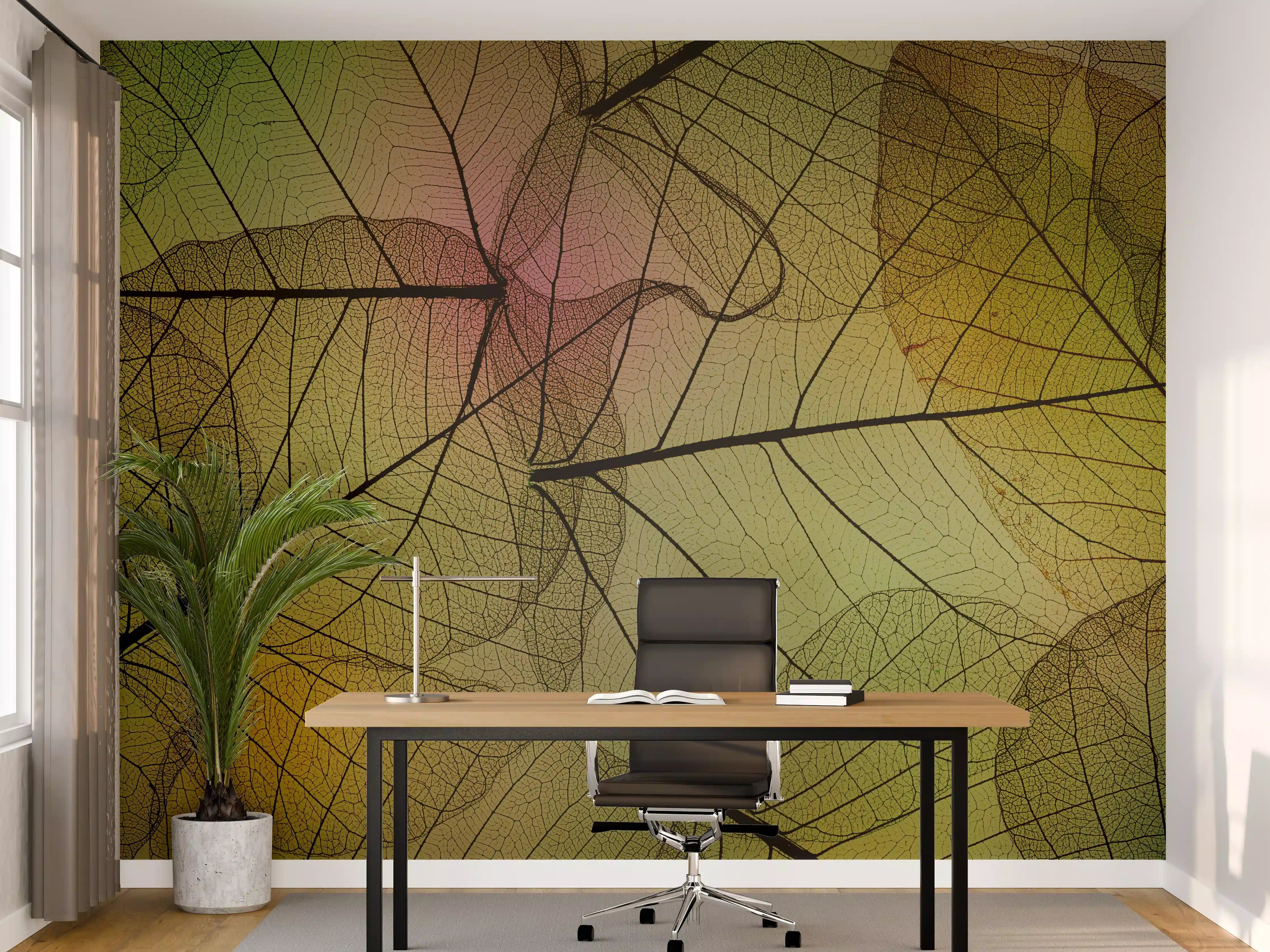 Büro Wandgestaltung - Makro Blattadern Textur