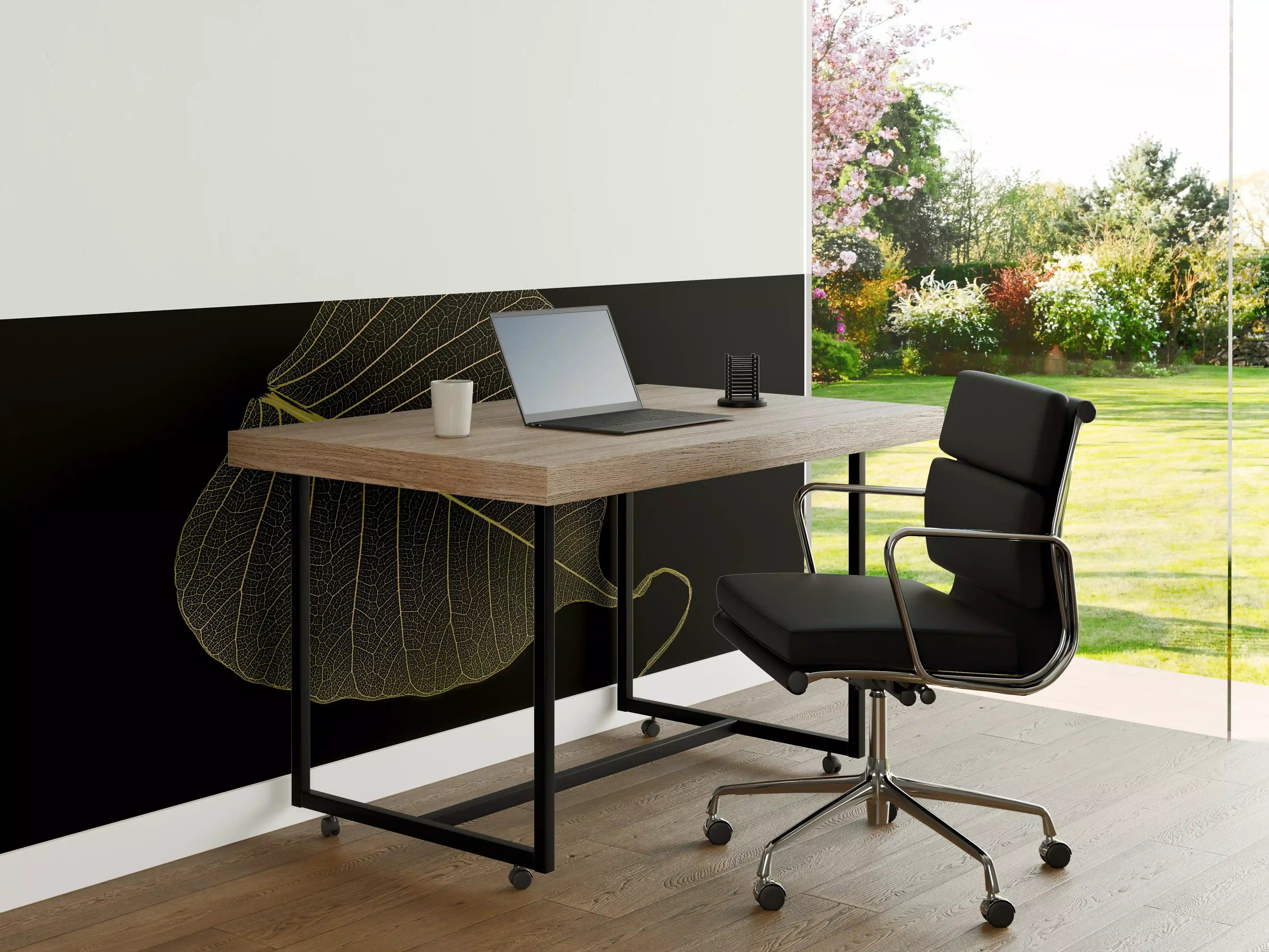 Büro Wandgestaltung - Makro Blattstruktur Schwarz-Gelb