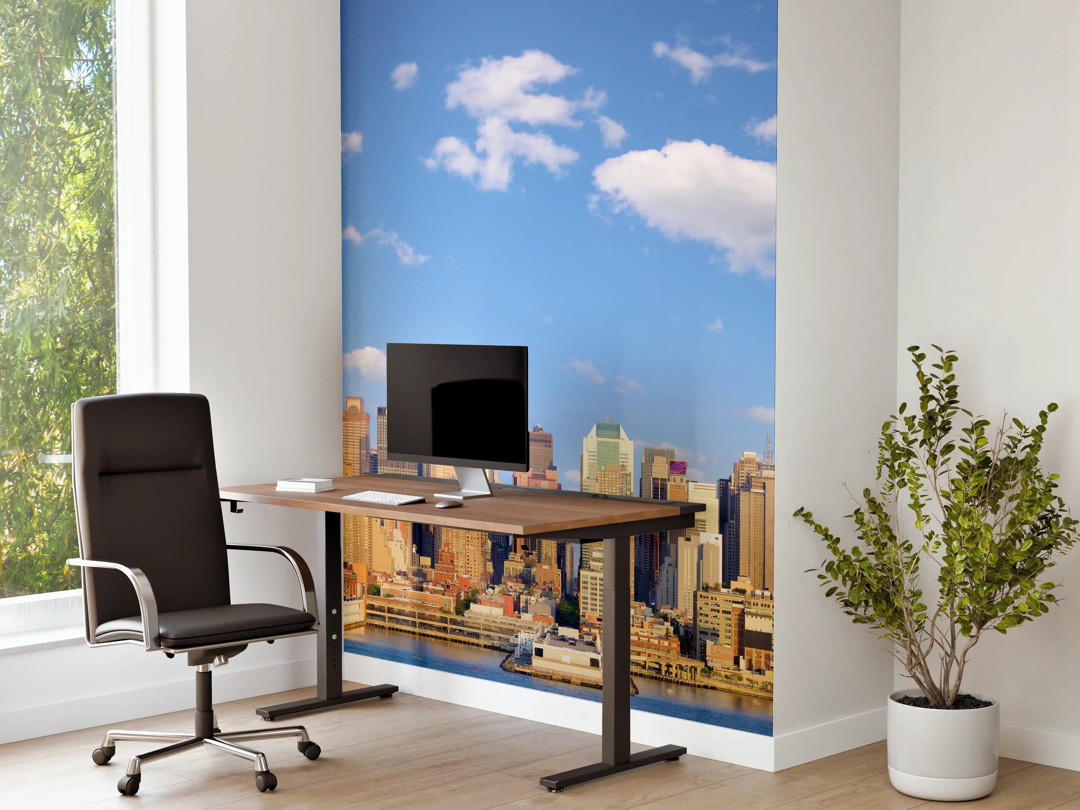 Büro Wandgestaltung - Manhattan Skyline Blau-Beige