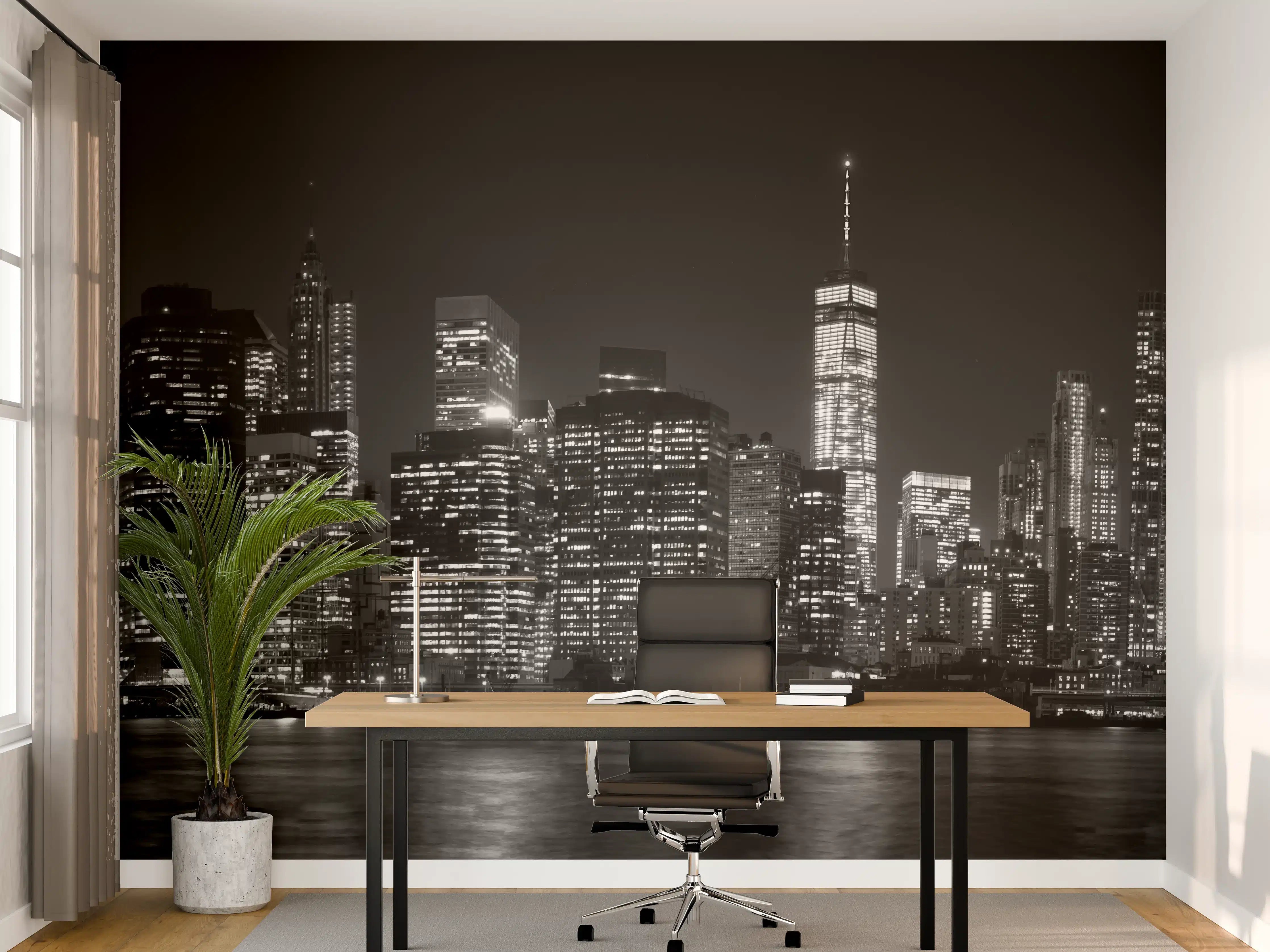 Büro Wandgestaltung - Manhattan Skyline Schwarz-Weiß