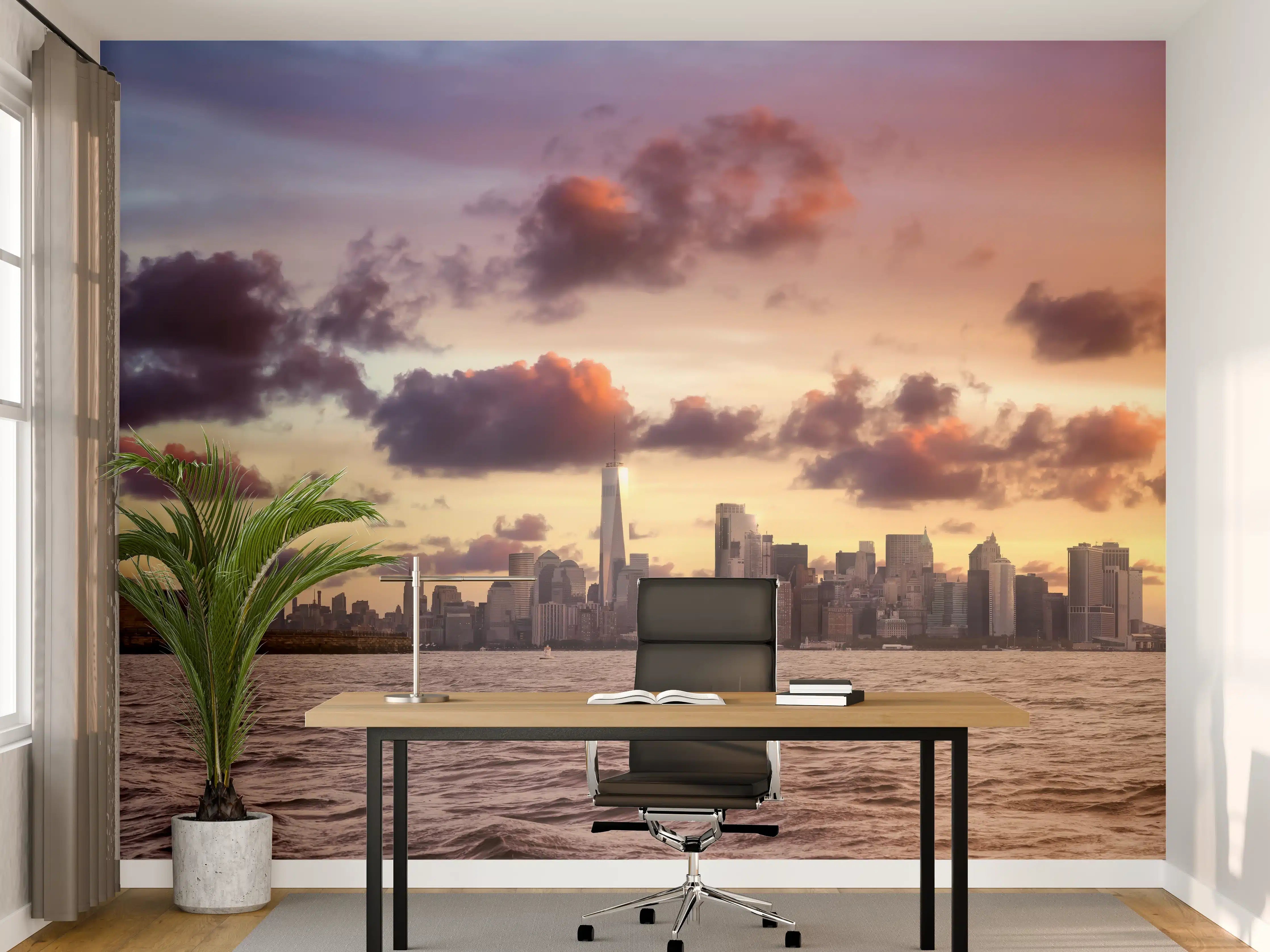 Büro Wandgestaltung - Manhattan Skyline Sonnenuntergang