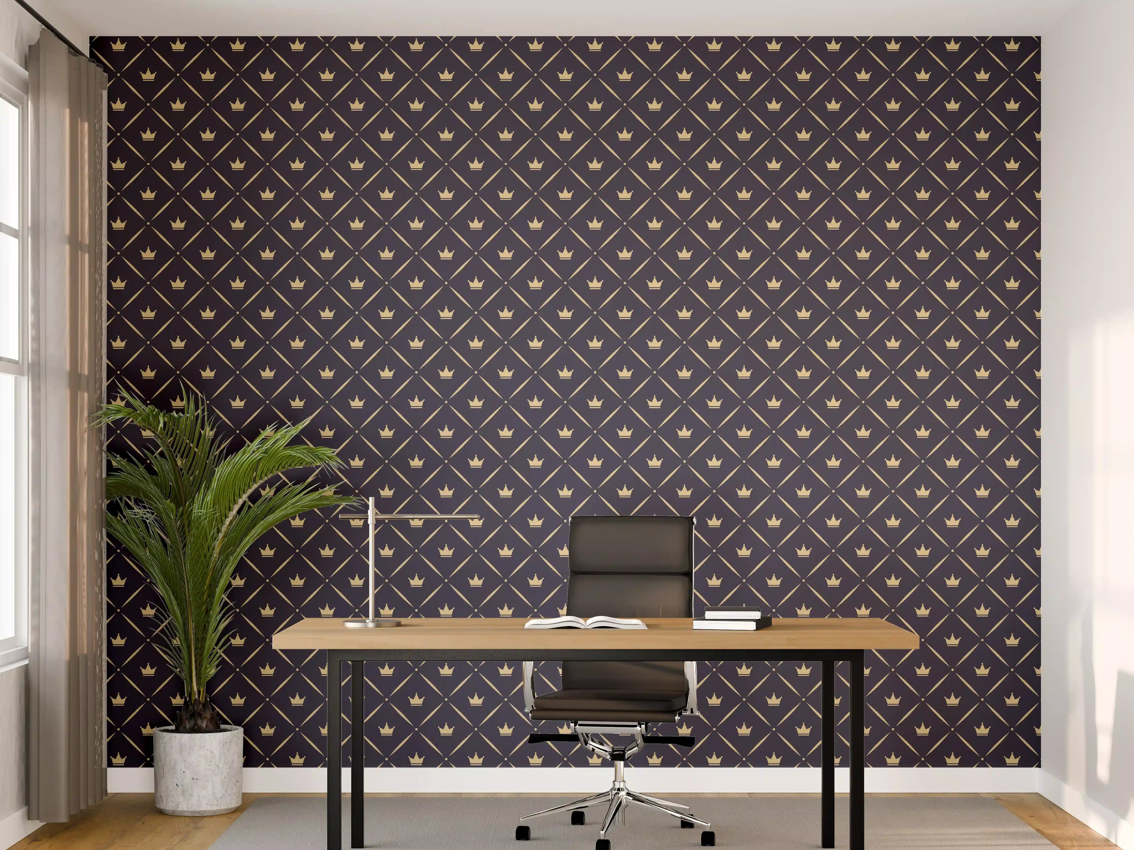 Büro Wandgestaltung - Marineblaues Rautenmuster