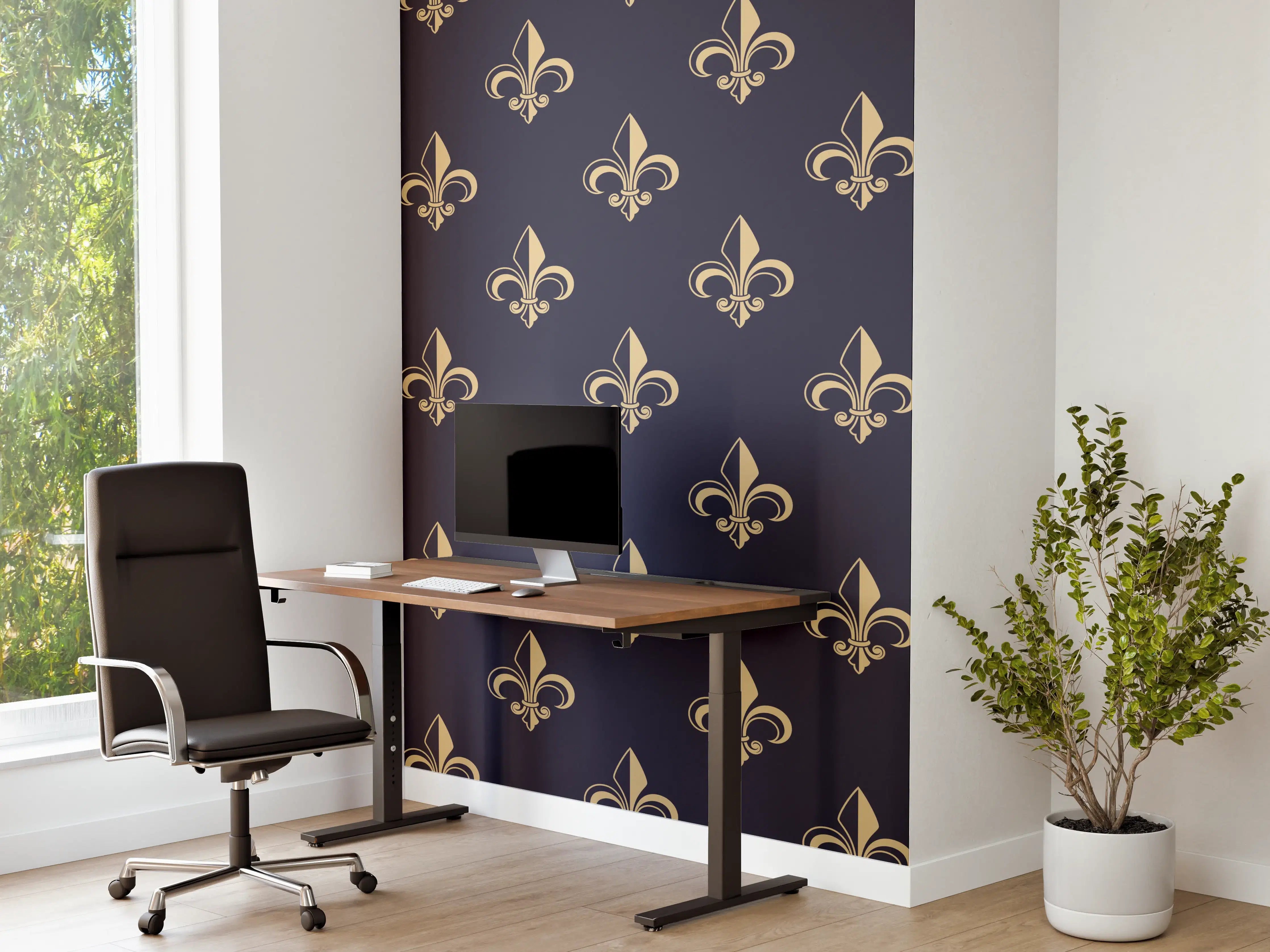 Büro Wandgestaltung - Maritimes Muster Dunkelblau