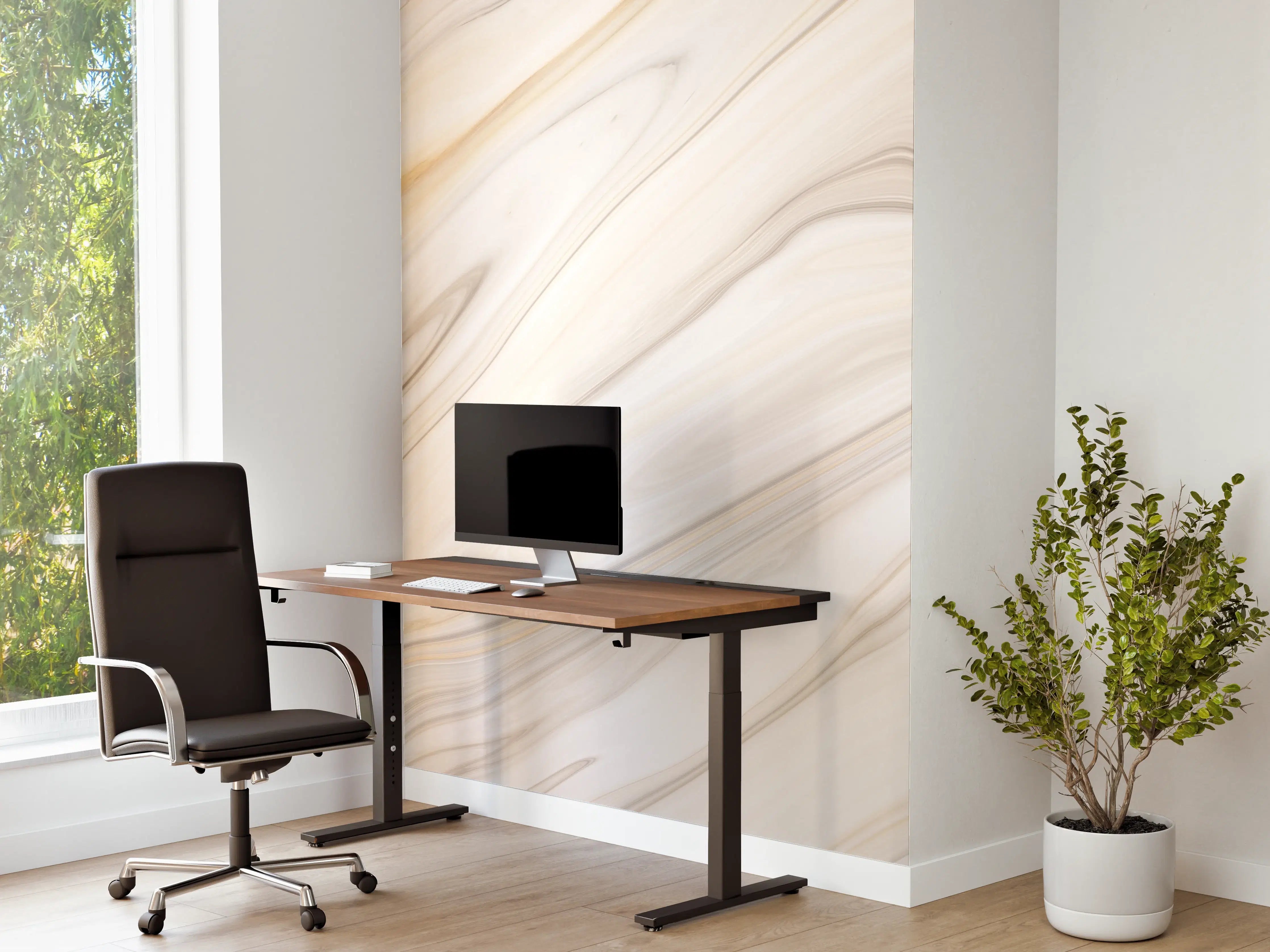Büro Wandgestaltung - Marmor - weiß bräunliches Muster