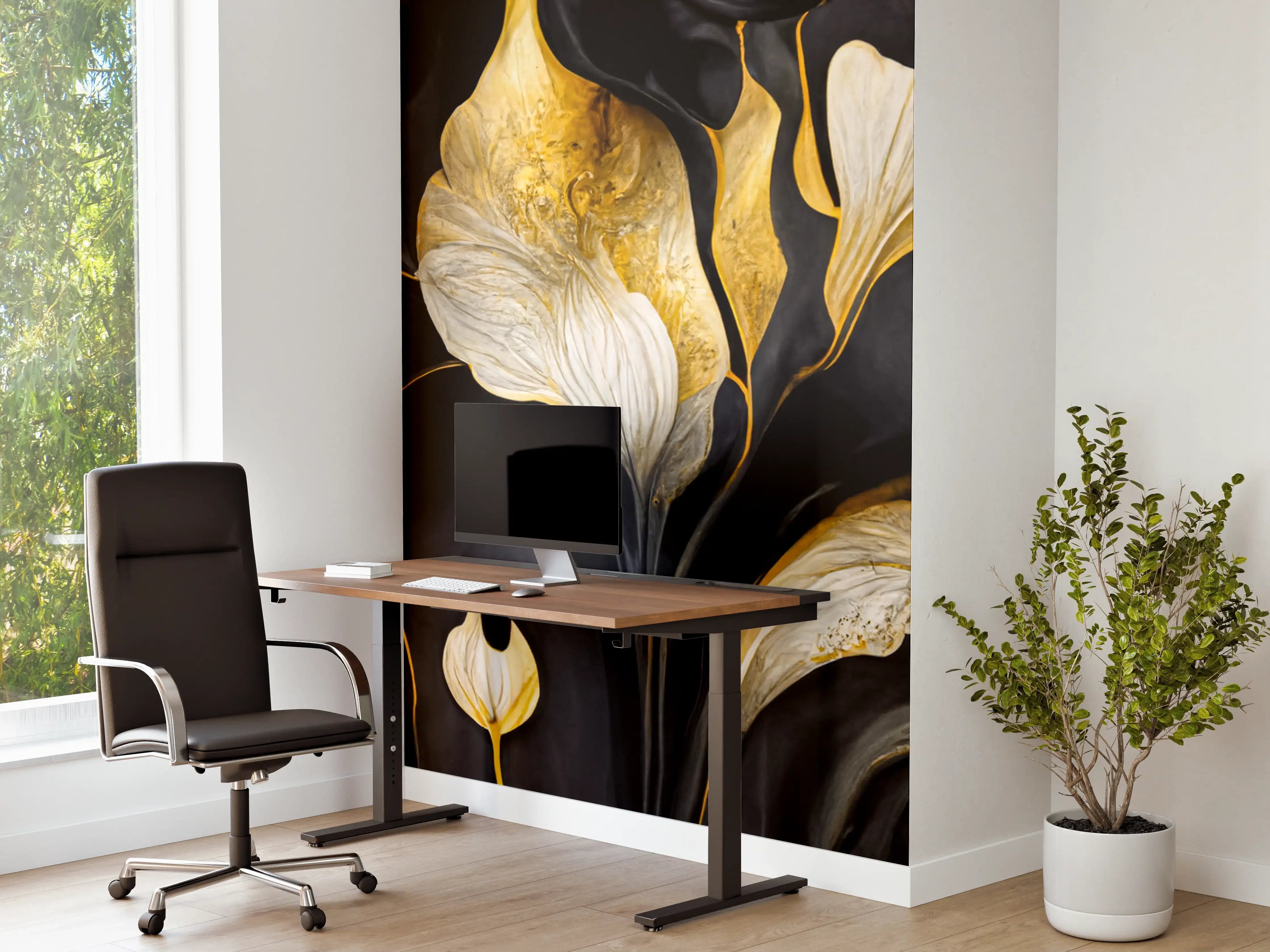 Büro Wandgestaltung - Marmor Blumenmuster