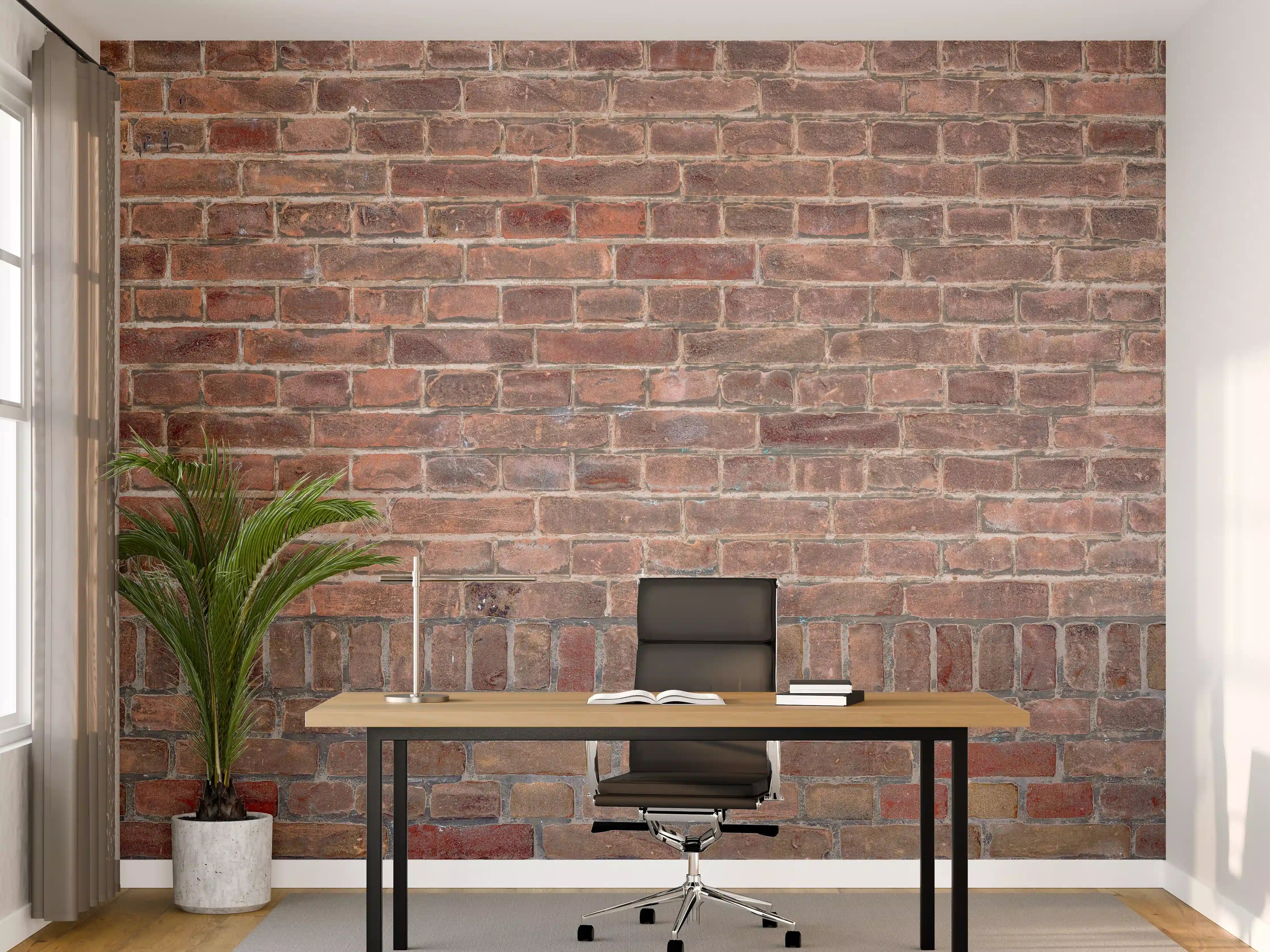 Büro Wandgestaltung - Mauerstruktur aus alten braunen Ziegeln