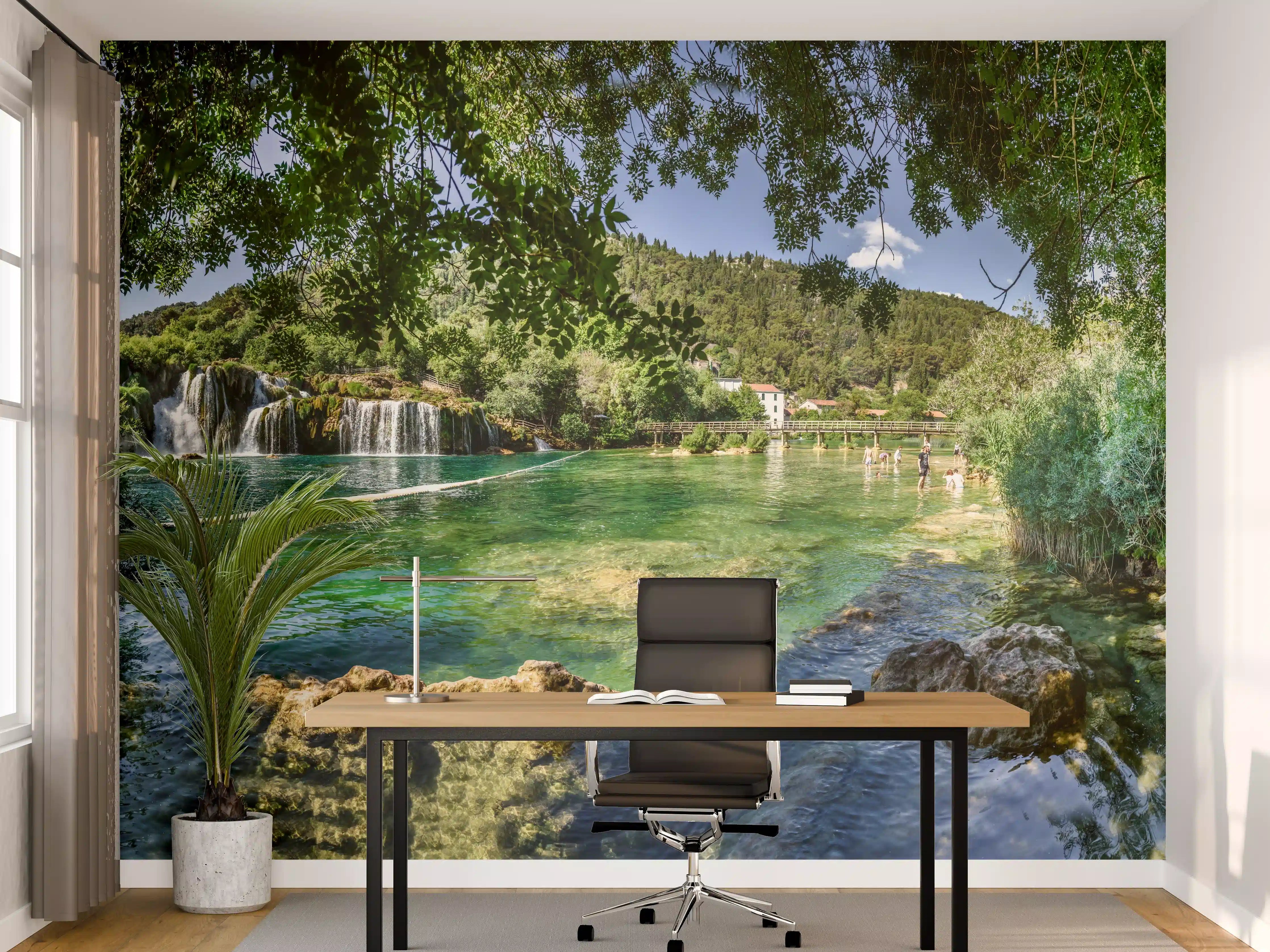Büro Wandgestaltung - Mediterraner Wasserfall