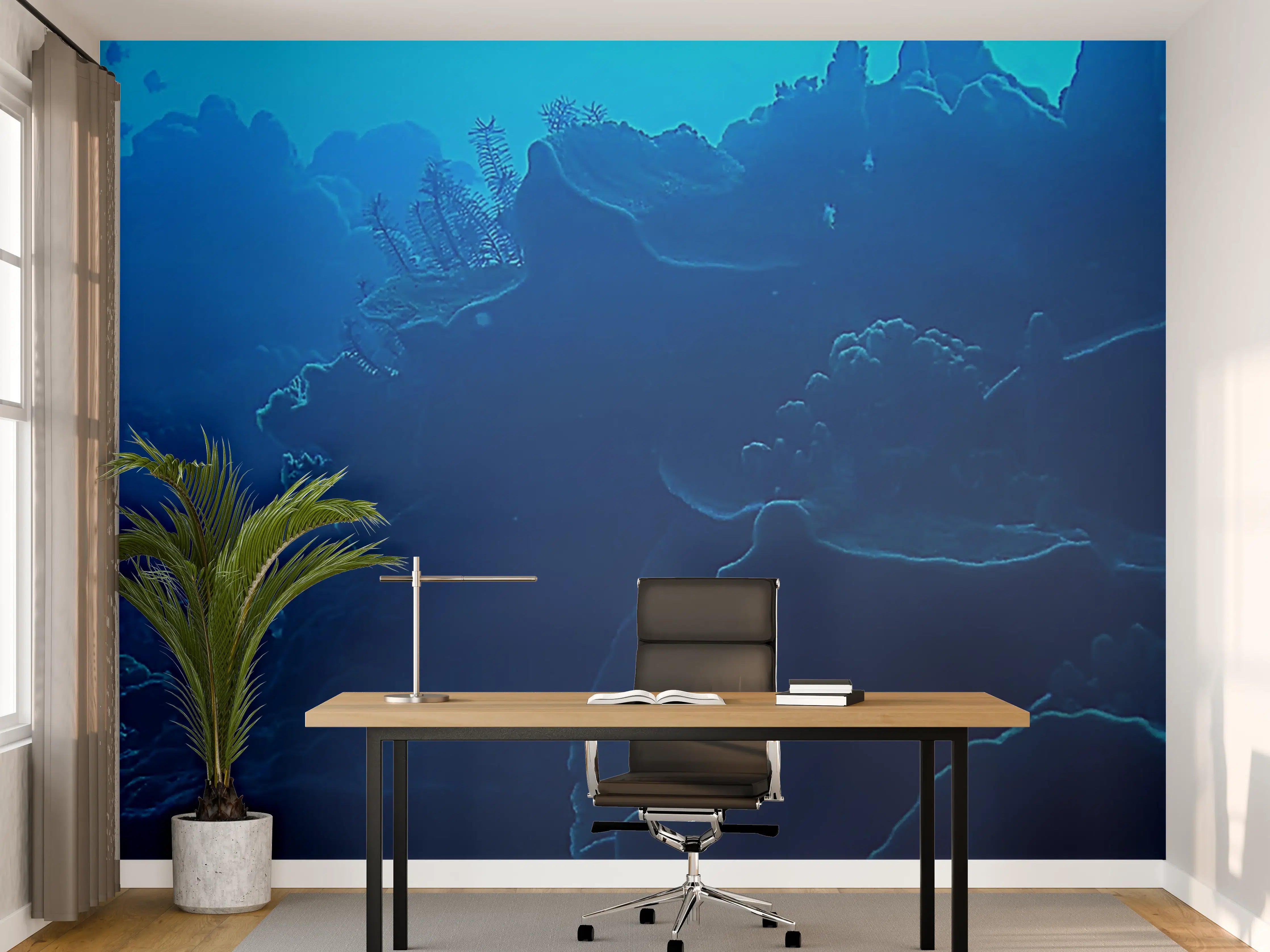 Büro Wandgestaltung - Meeresgrau in Weiß