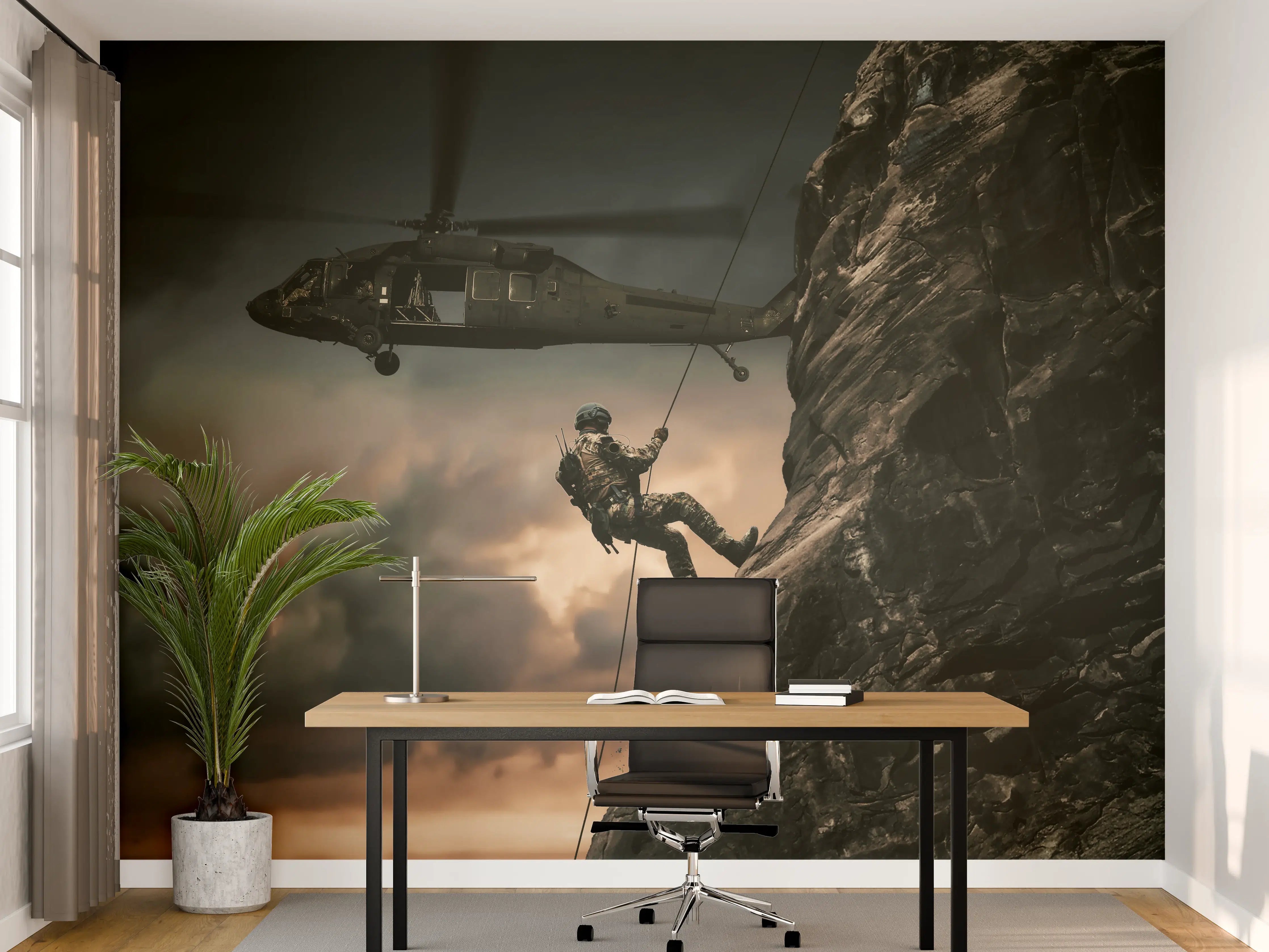 Büro Wandgestaltung - Militärhubschrauber und Truppen
