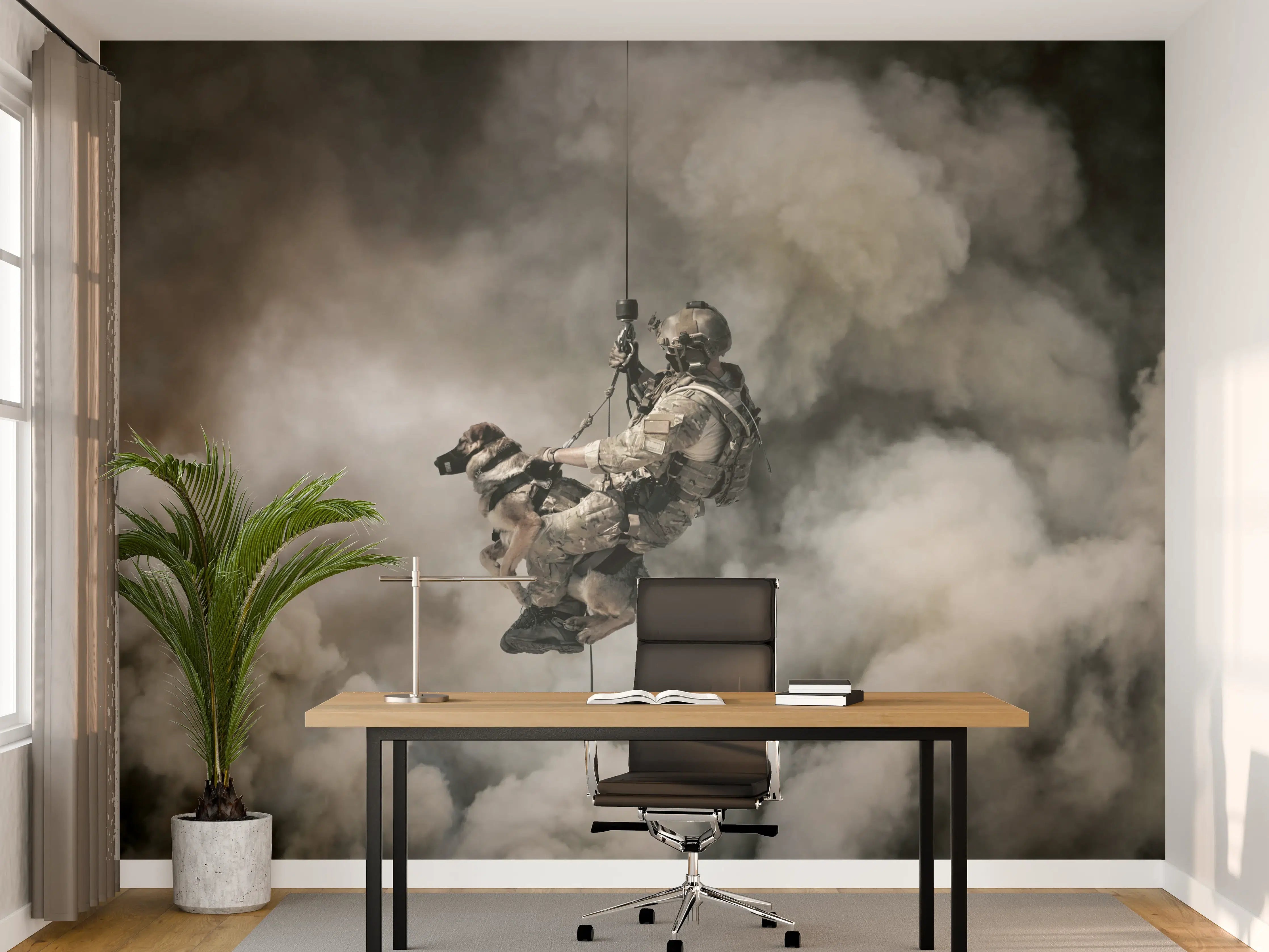 Büro Wandgestaltung - Militärsoldat mit Hund