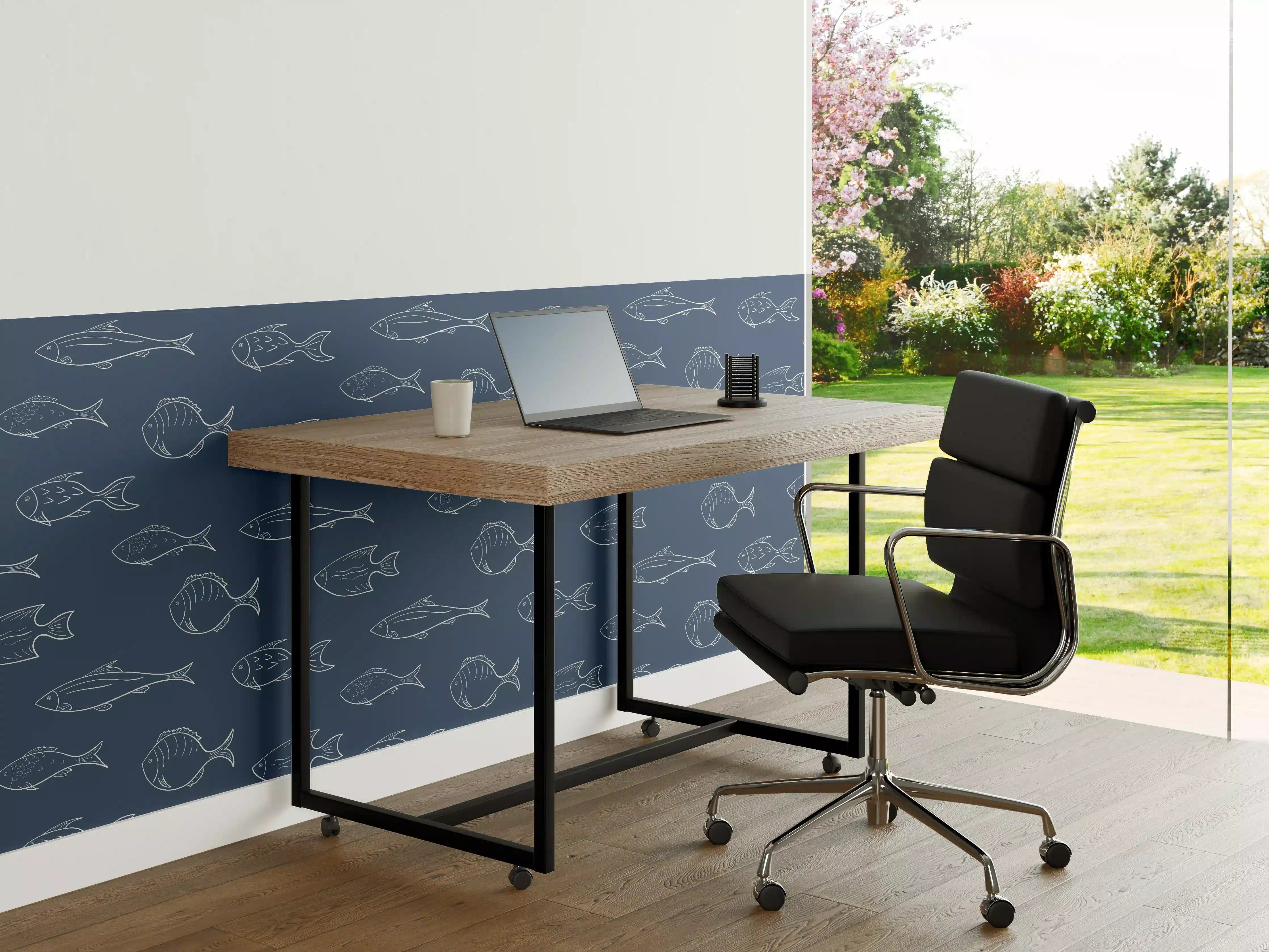 Büro Wandgestaltung - Minimal Fischmuster Blau