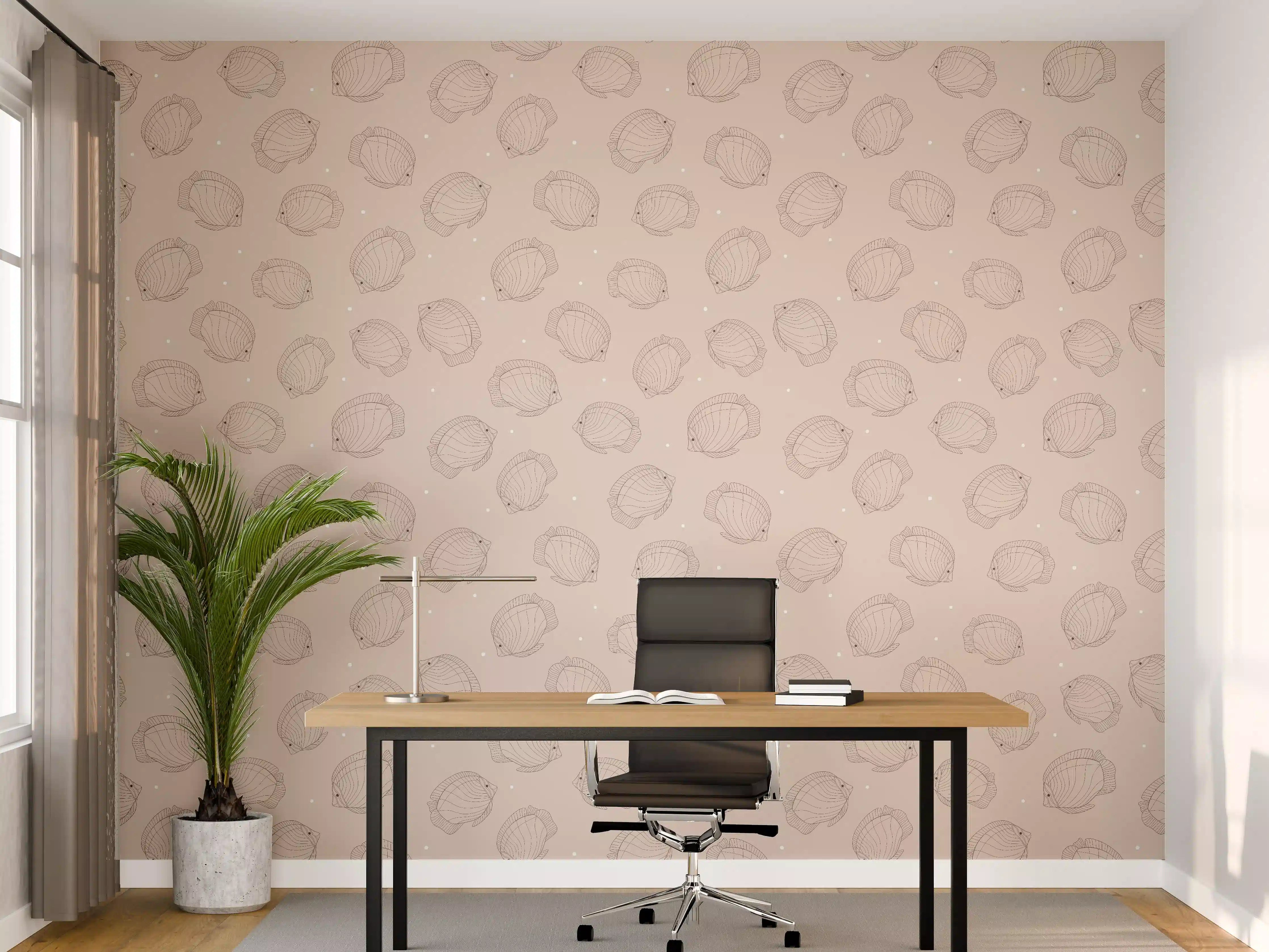 Büro Wandgestaltung - Minimalistische Fische Beige-Rosa
