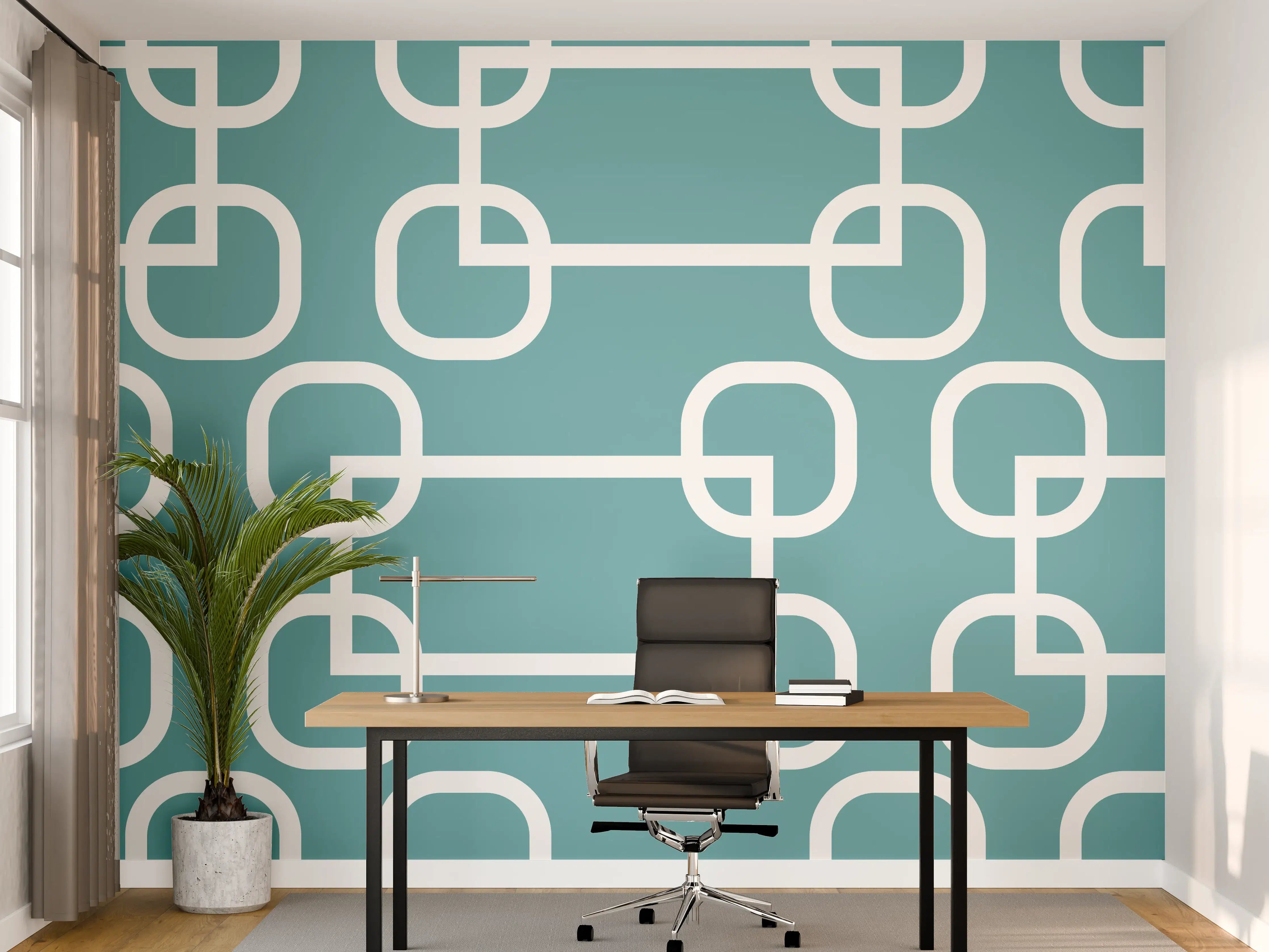 Büro Wandgestaltung - Mintfarbene Kreise Netz-Muster