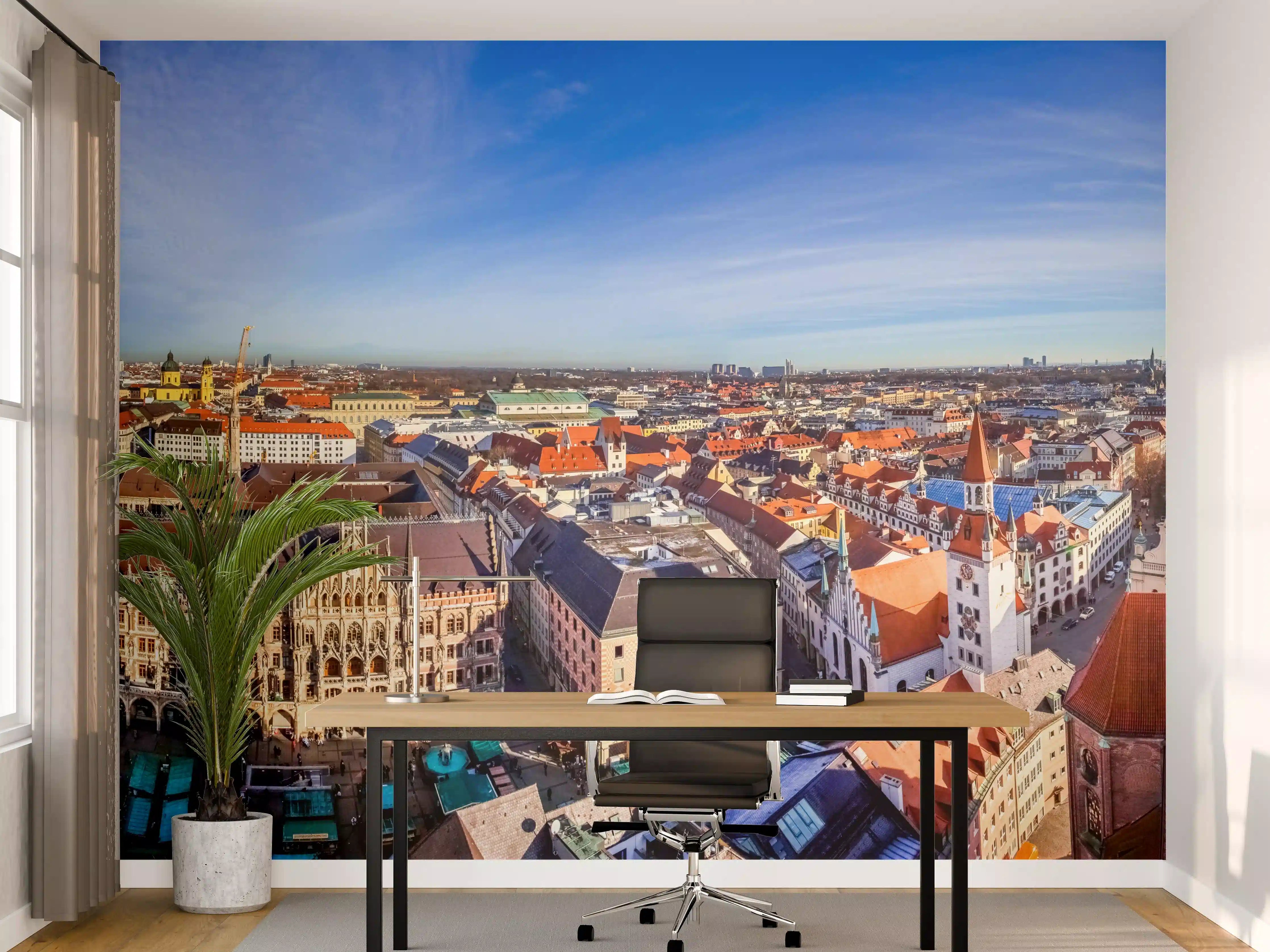 Büro Wandgestaltung - Mittagsausblick über die Stadt München