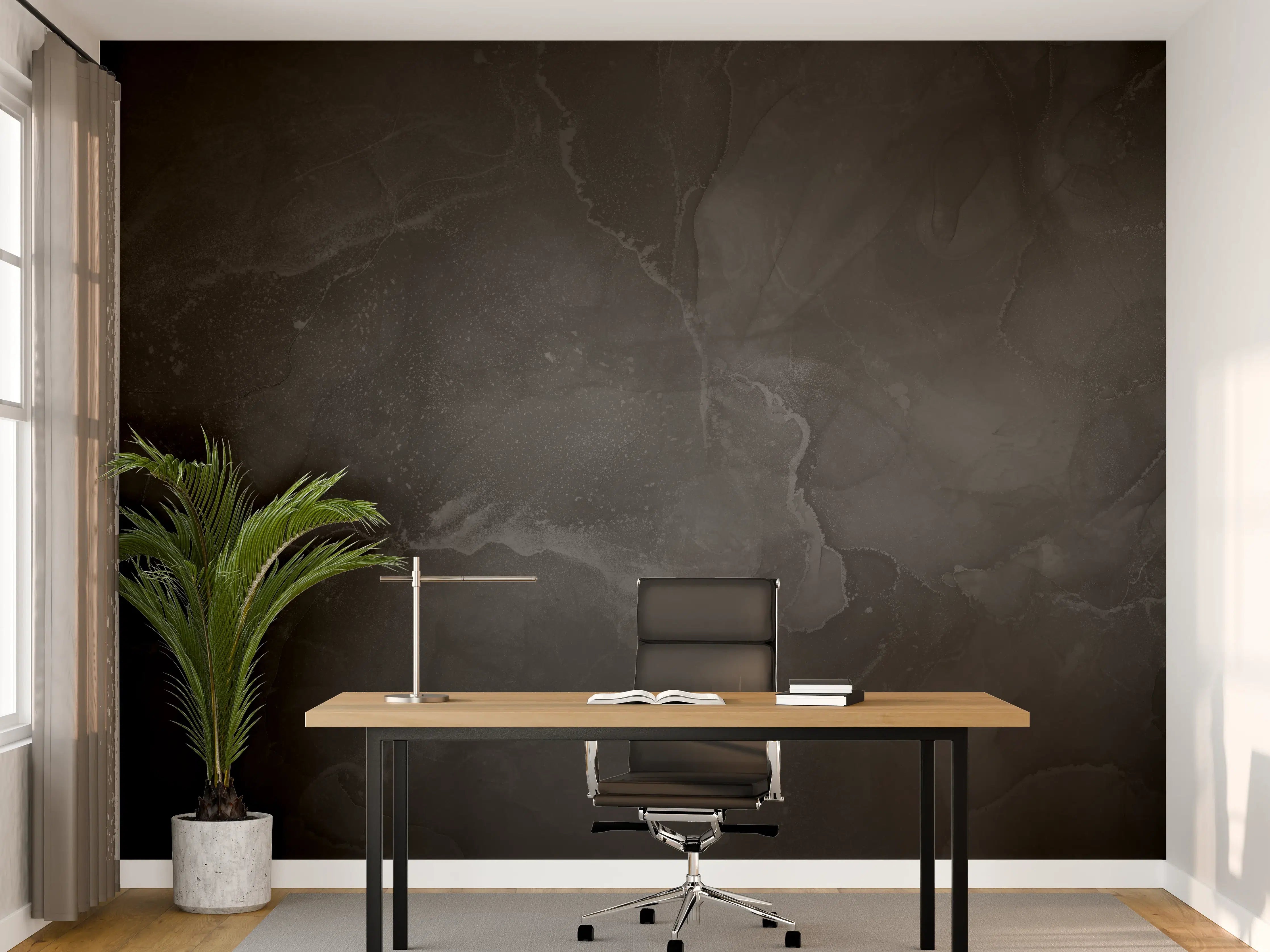 Büro Wandgestaltung - Modern grau-schwarzer Marmor