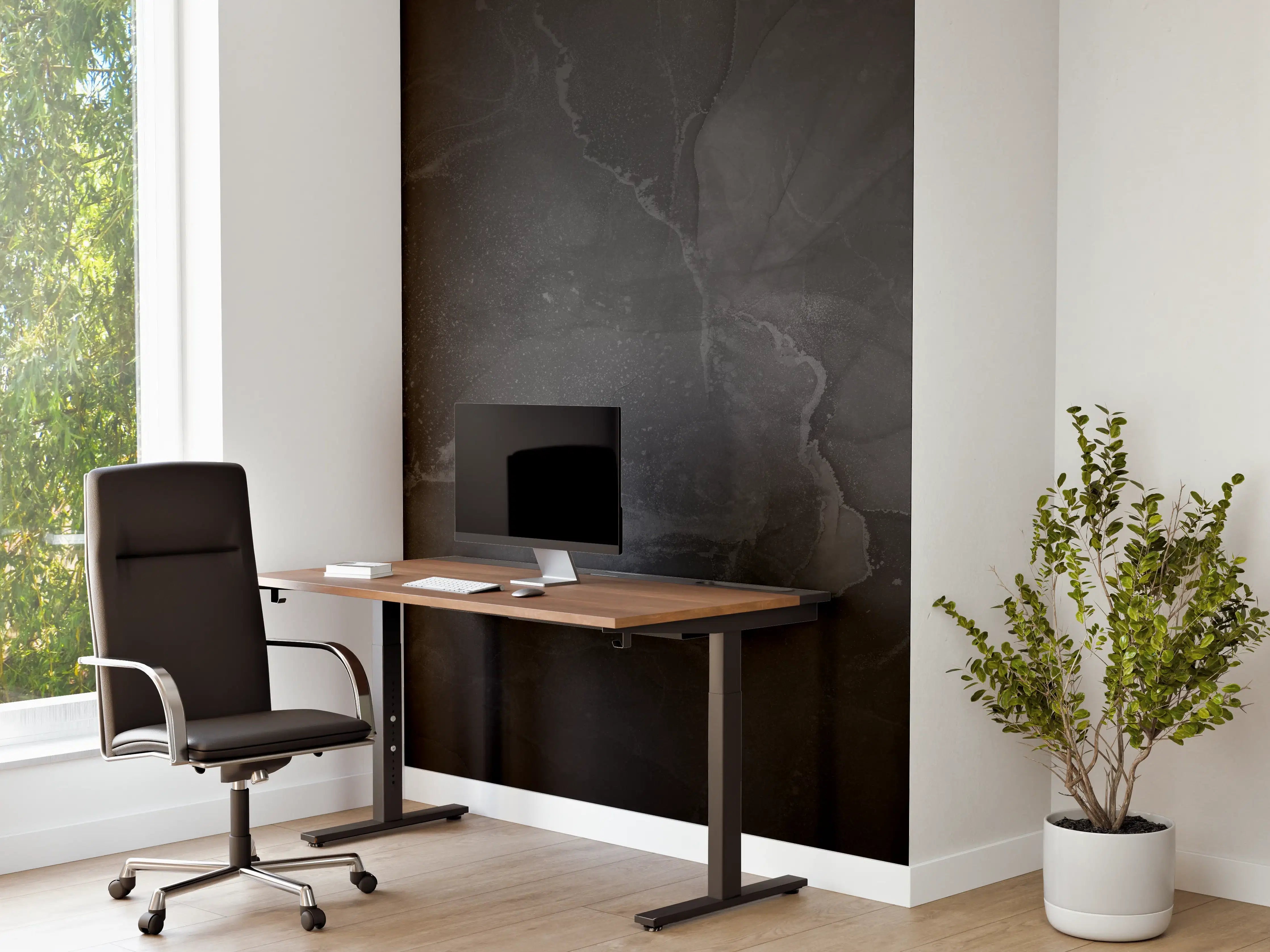 Büro Wandgestaltung - Modern grau-schwarzer Marmor