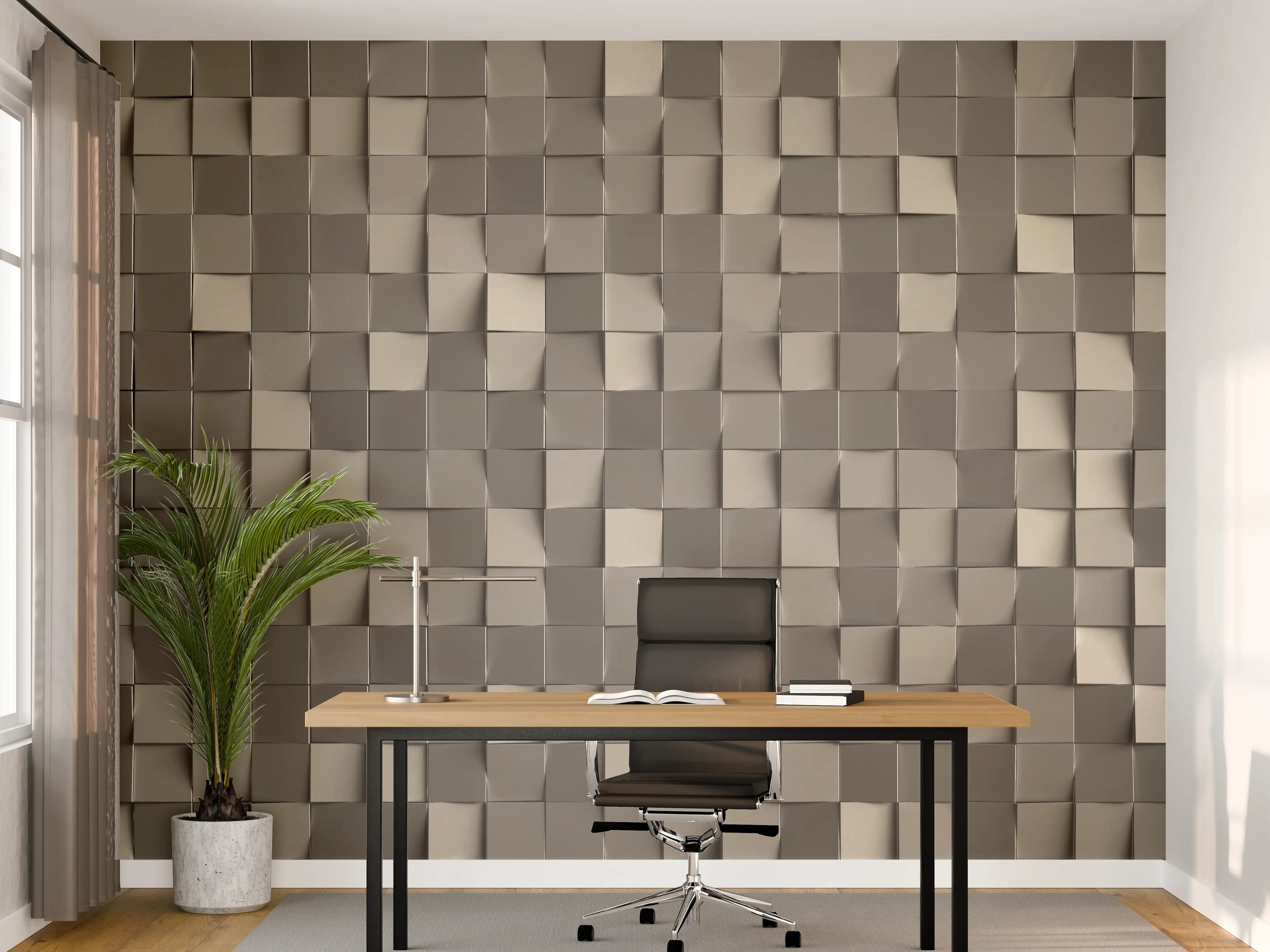 Büro Wandgestaltung - Moderne Betonwand mit 3D-Wellenmuster