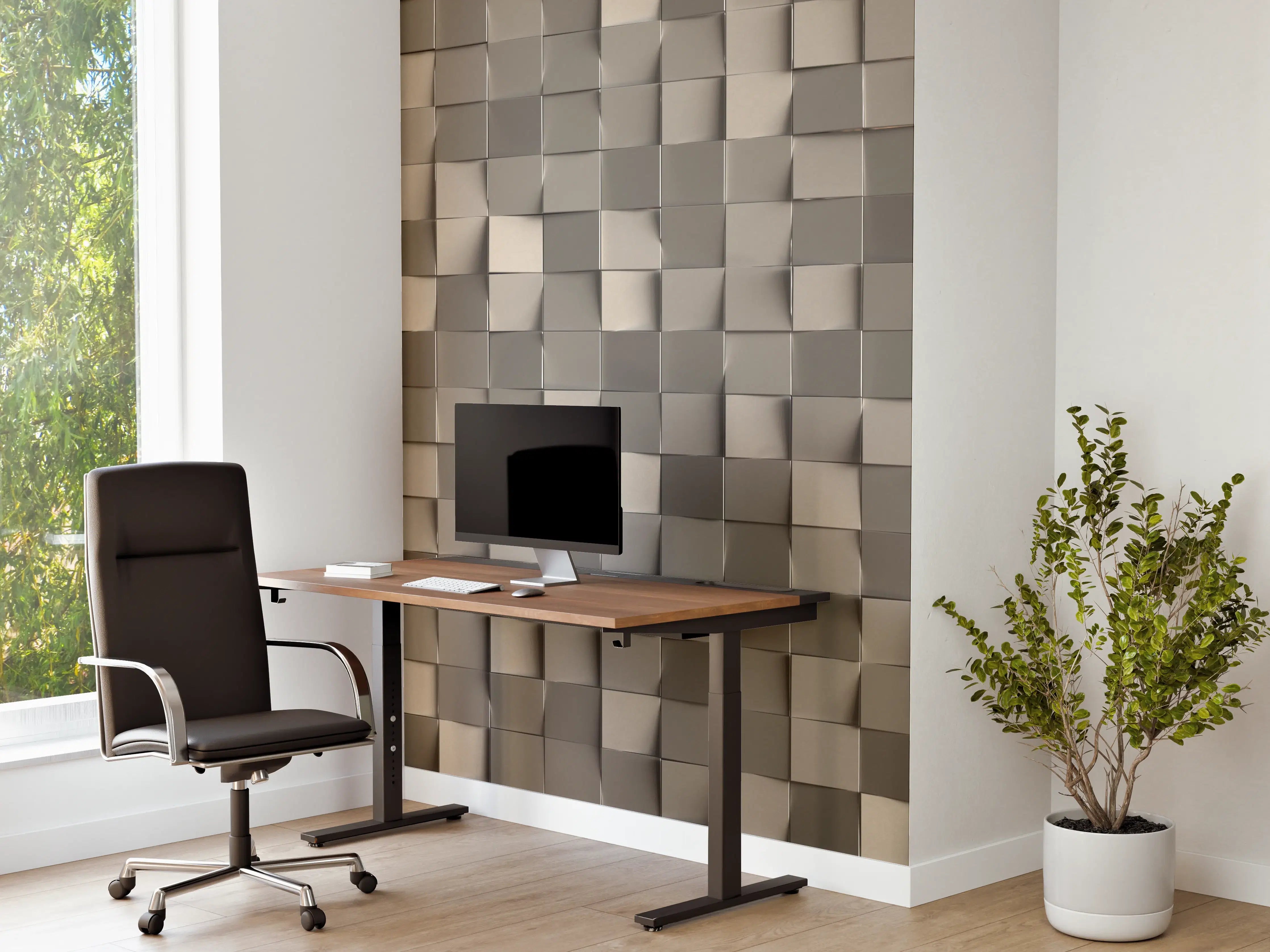 Büro Wandgestaltung - Moderne Betonwand mit 3D-Wellenmuster