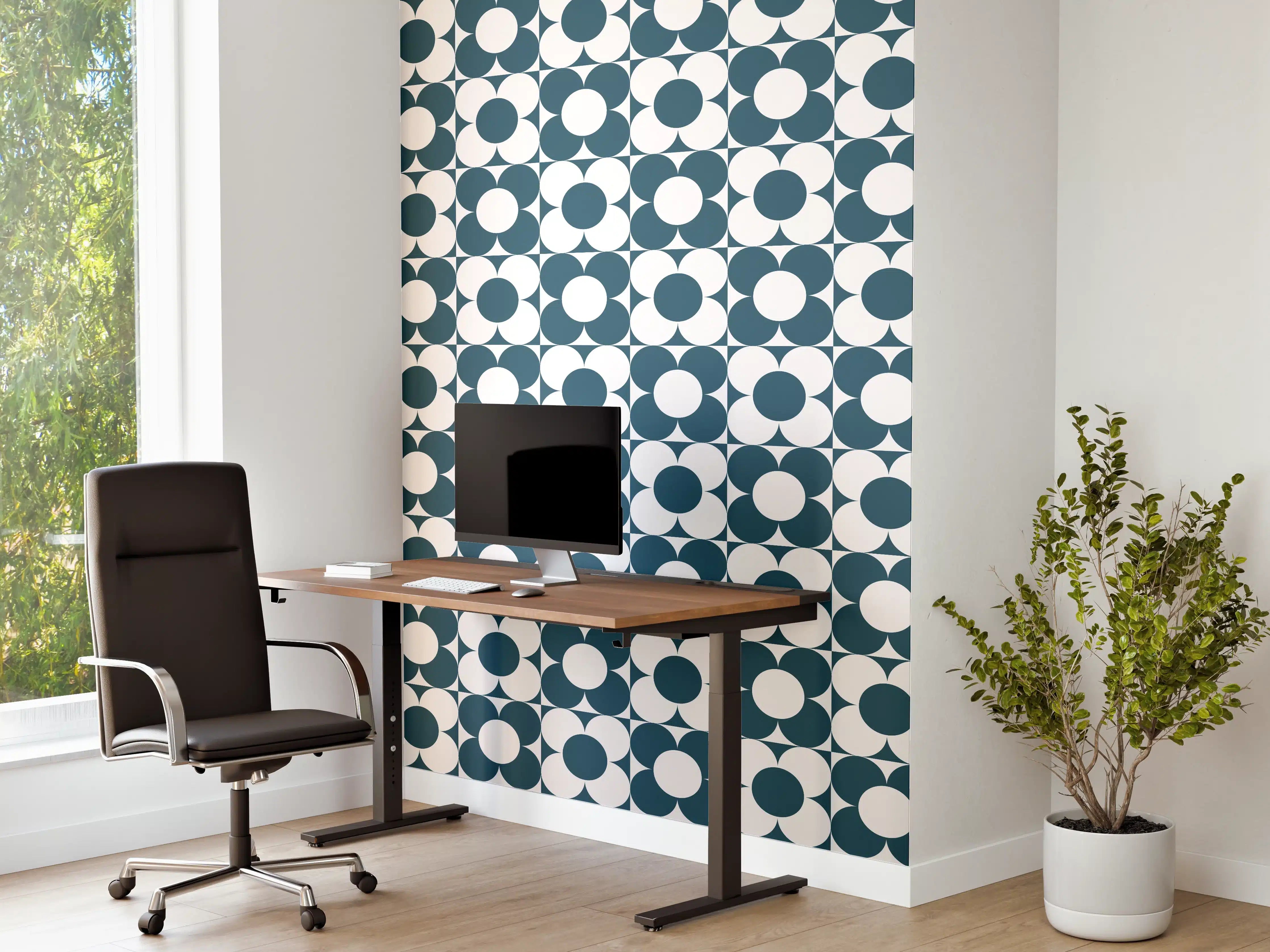Büro Wandgestaltung - Moderne Blautöne mit Retro-Charme