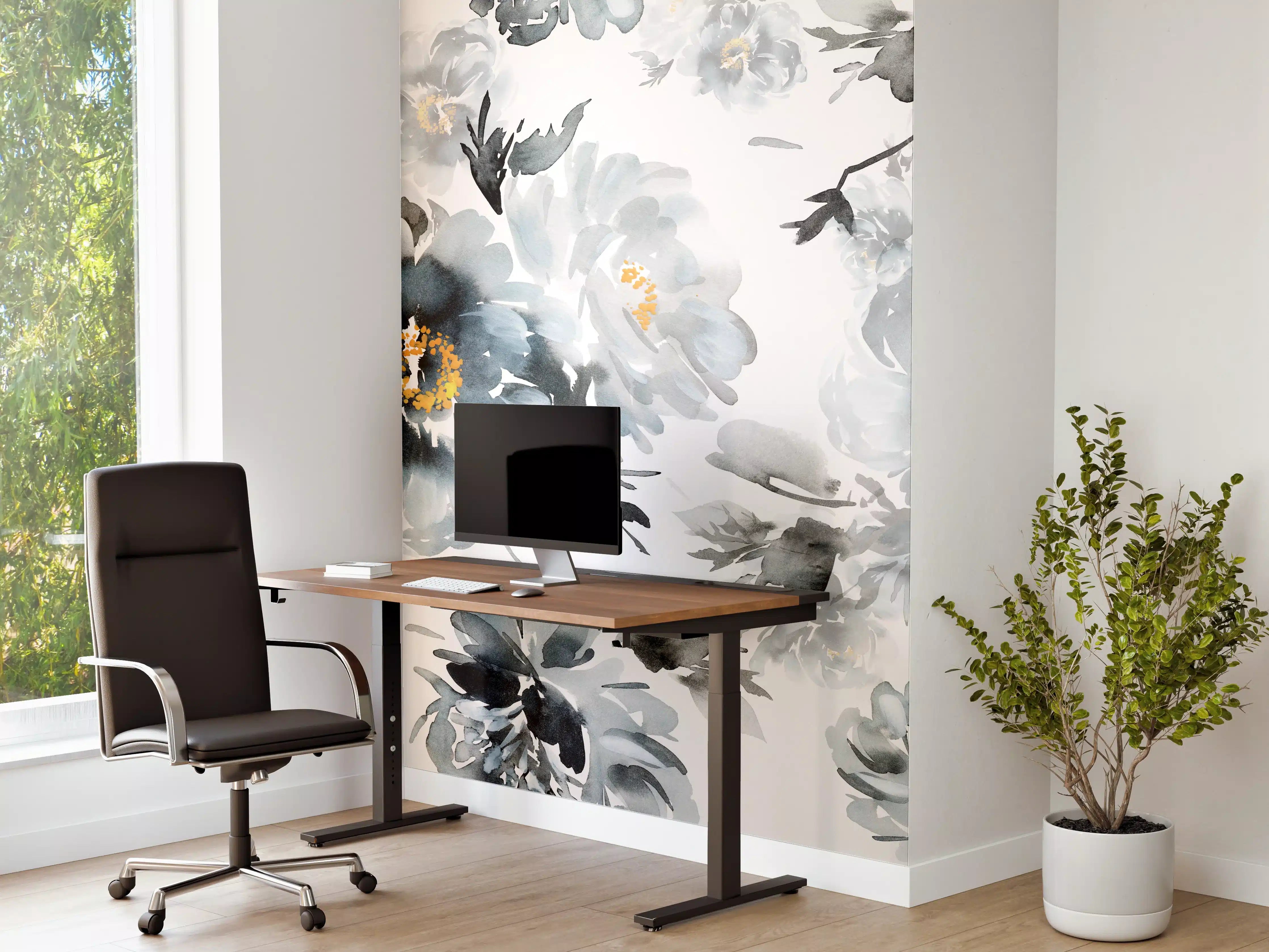 Büro Wandgestaltung - Moderne Holz- und Grautöne Wandgestaltung