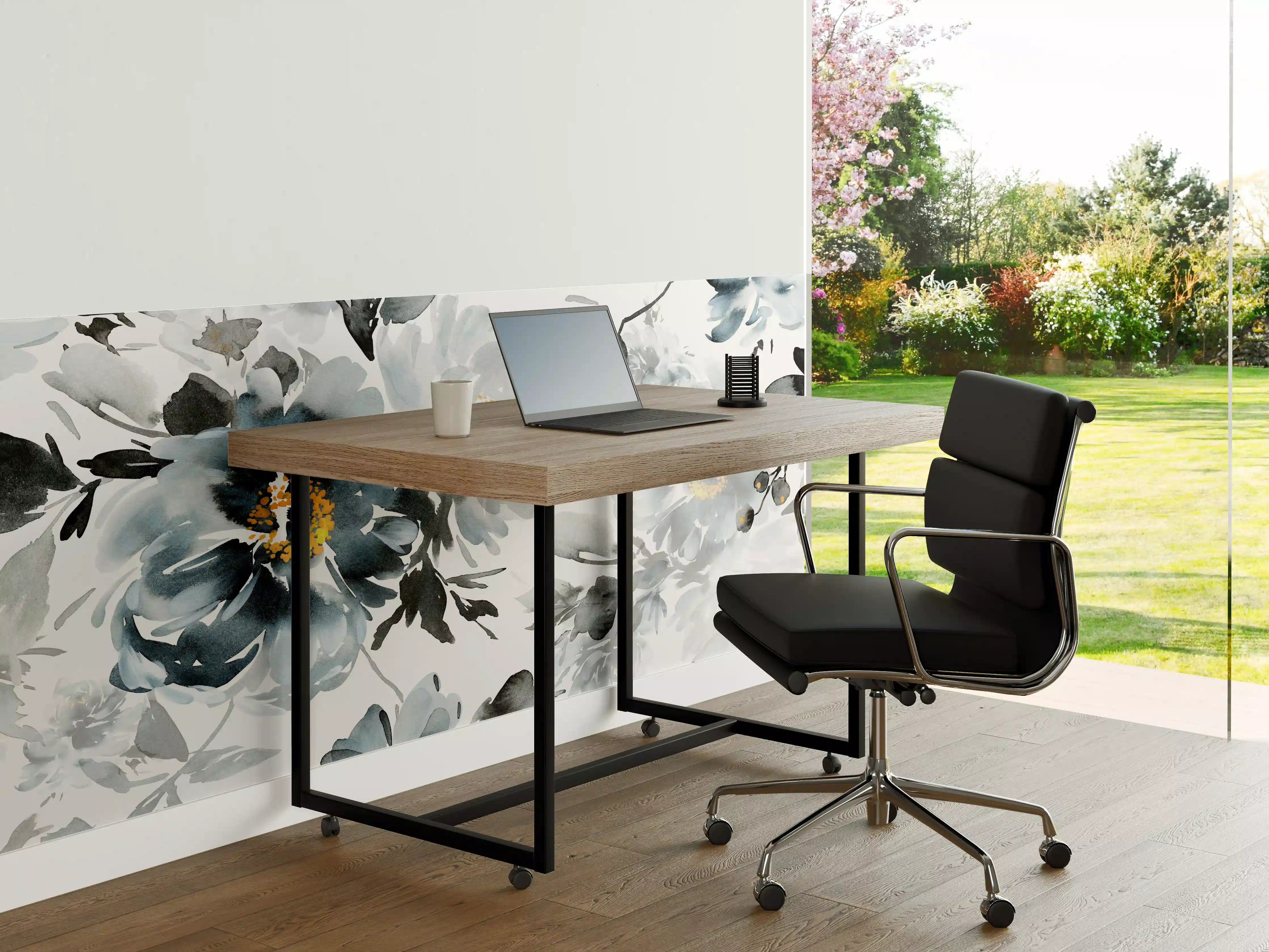 Büro Wandgestaltung - Moderne Holz- und Grautöne Wandgestaltung