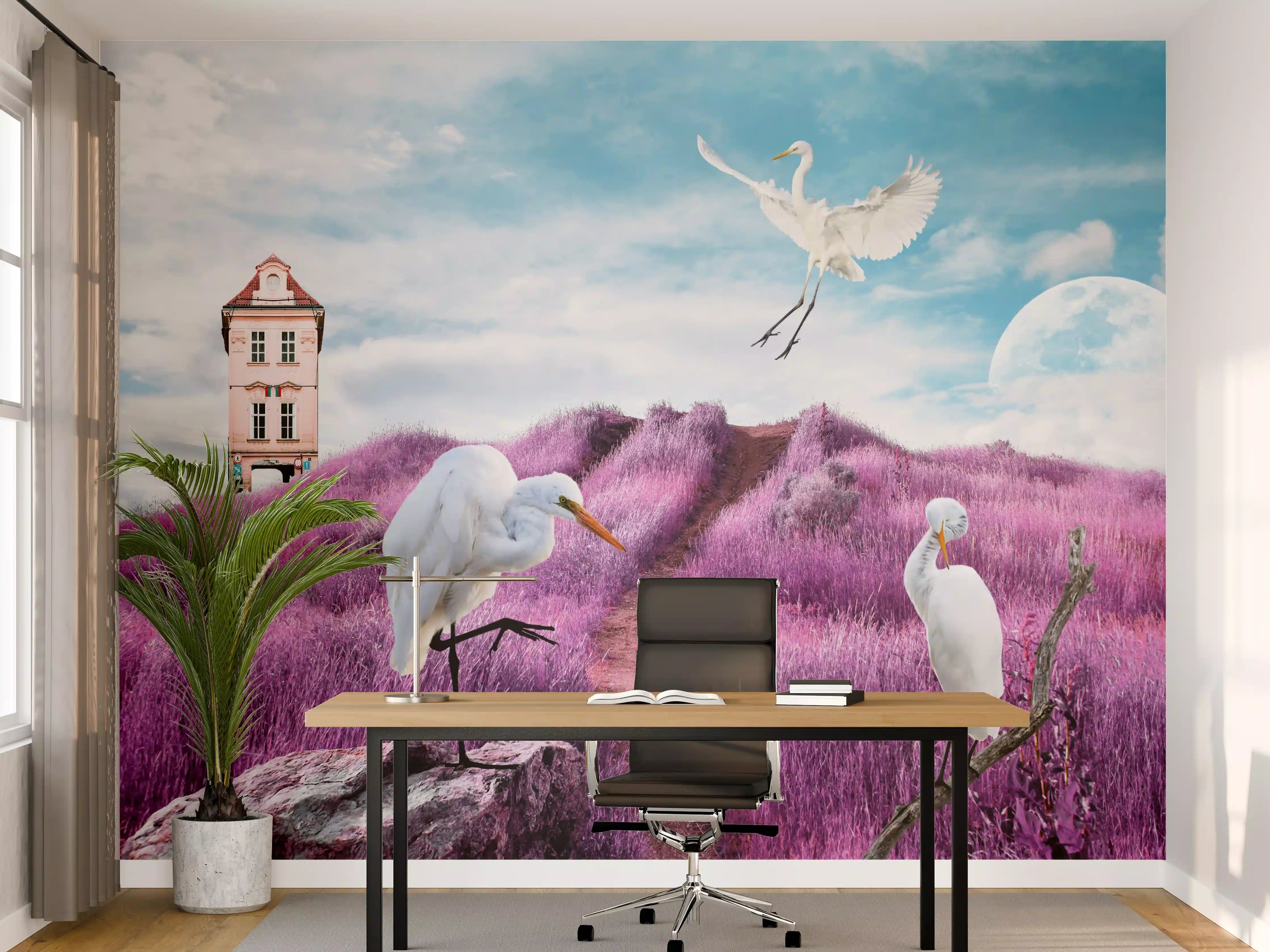Büro Wandgestaltung - Moderne Kunstcollage - Bergige Region
