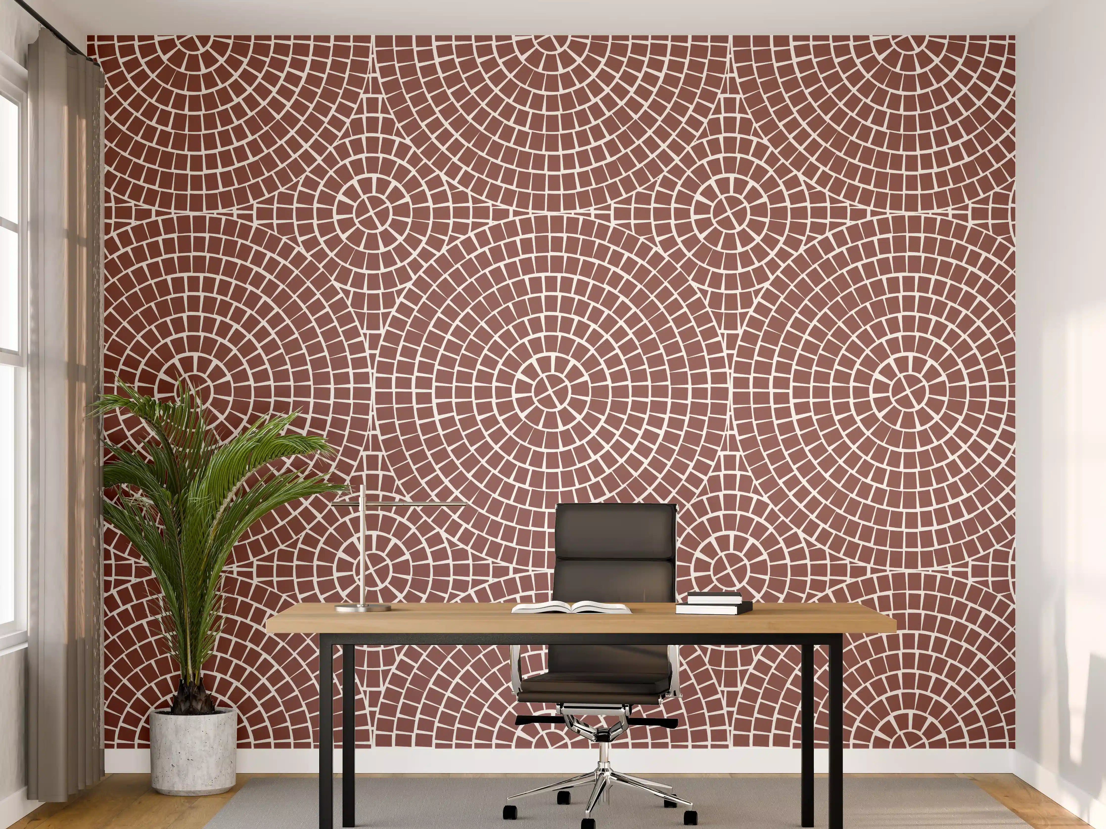 Büro Wandgestaltung - Moderne Mosaik-Muster in Braun