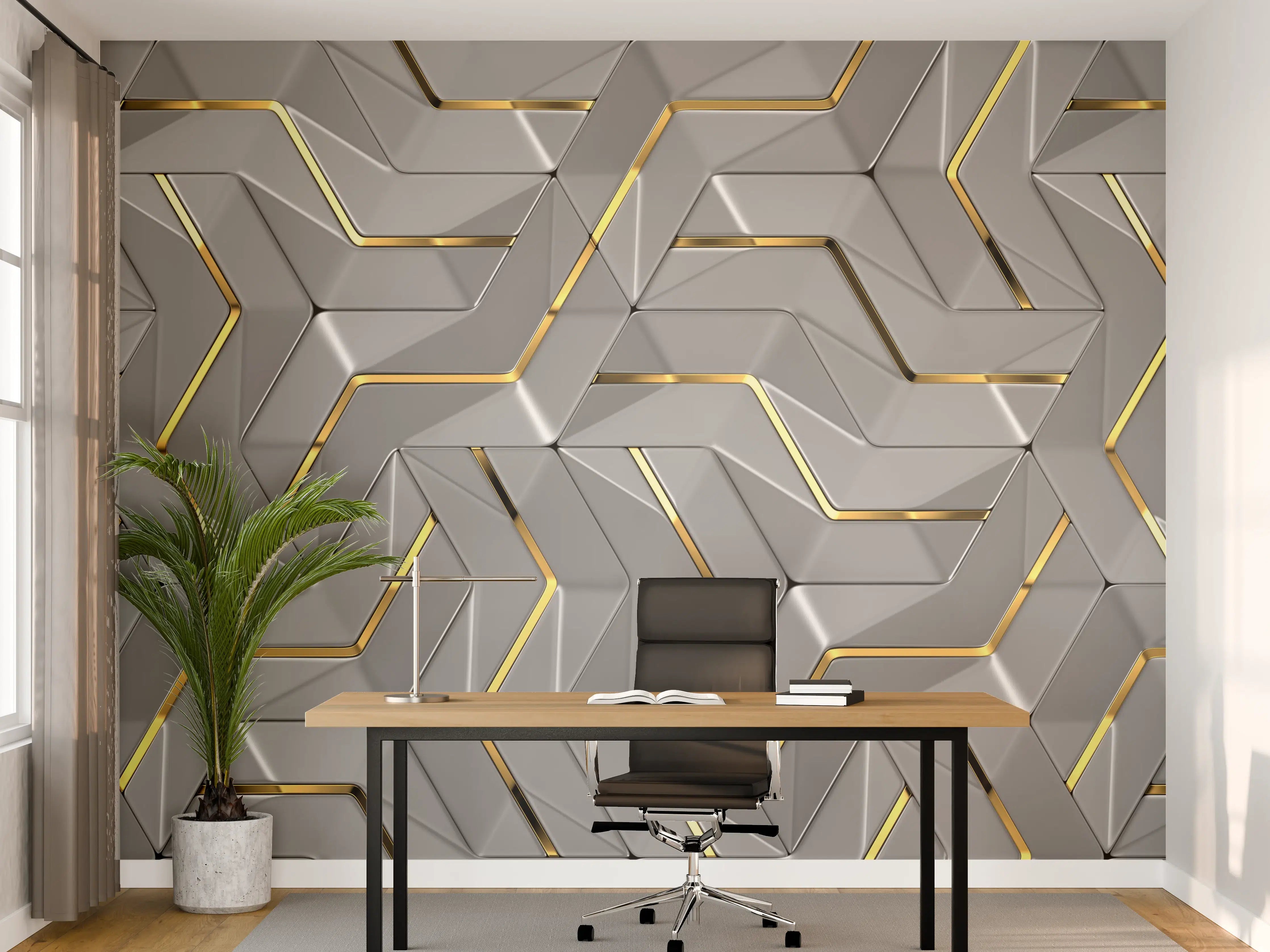 Büro Wandgestaltung - Moderne Wandtextur - Gold Akzente