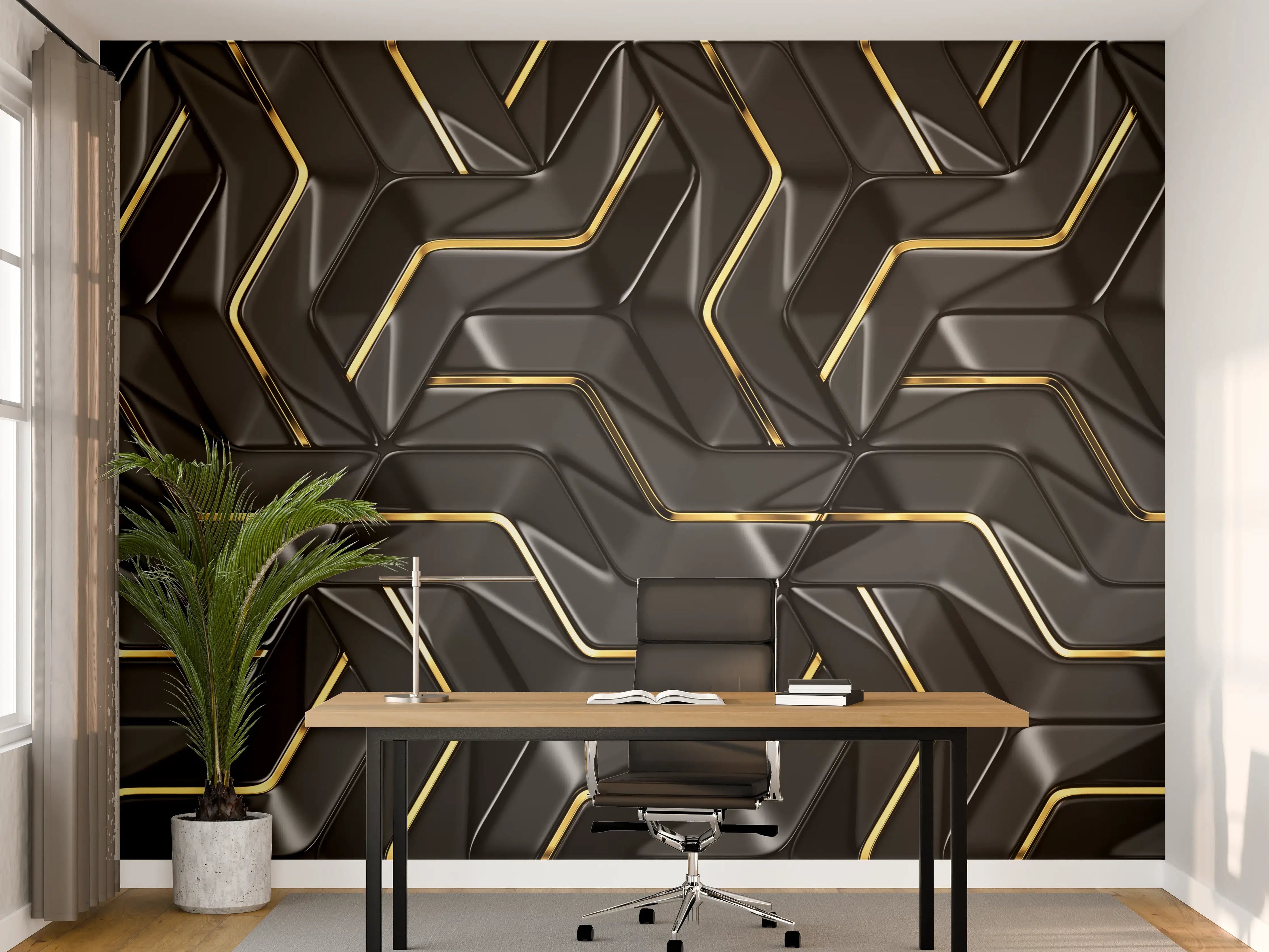 Büro Wandgestaltung - Moderne Wandtextur - schwarz-gold