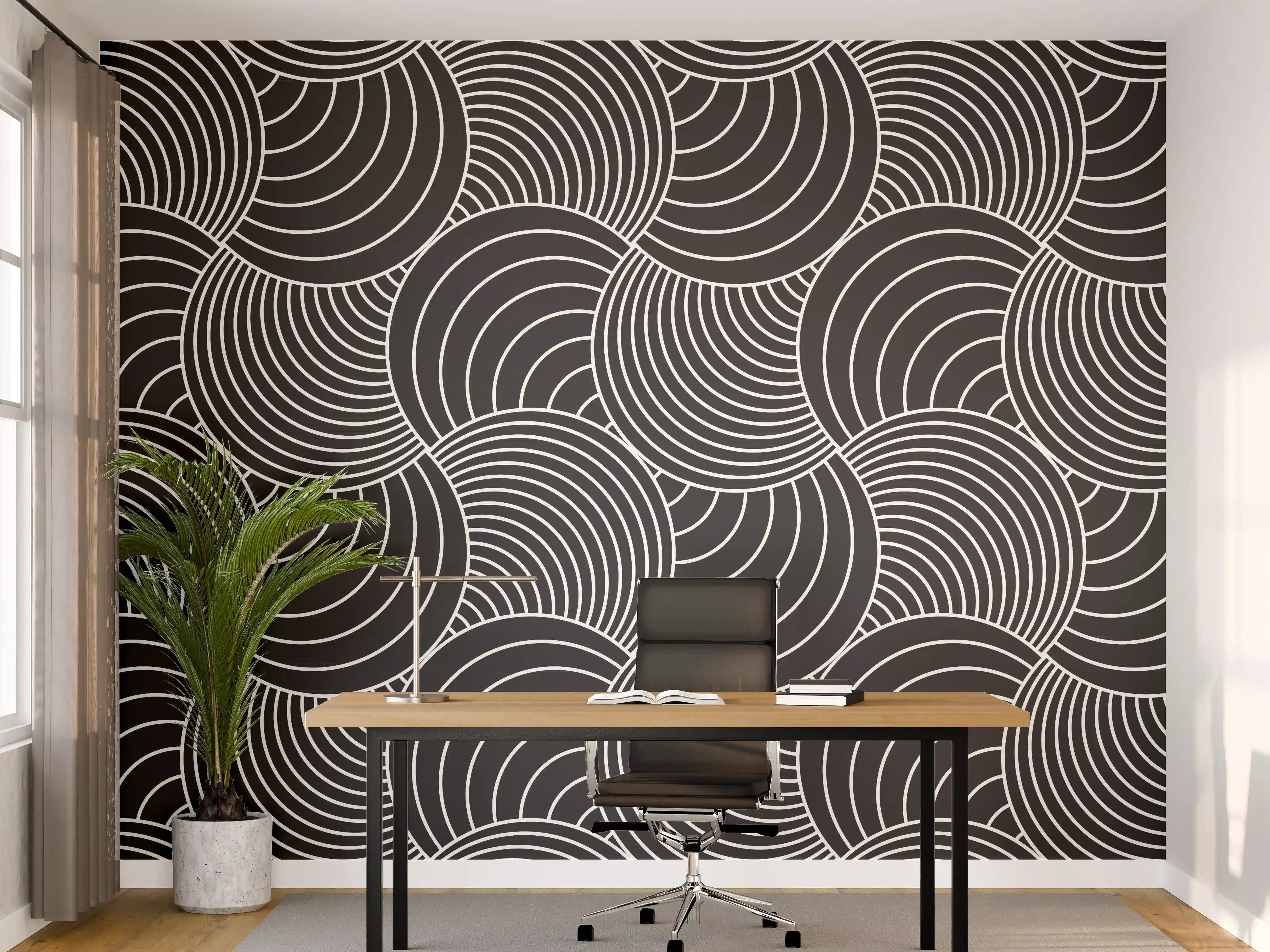 Büro Wandgestaltung - Moderne Wasserwelle mit Grau-Details